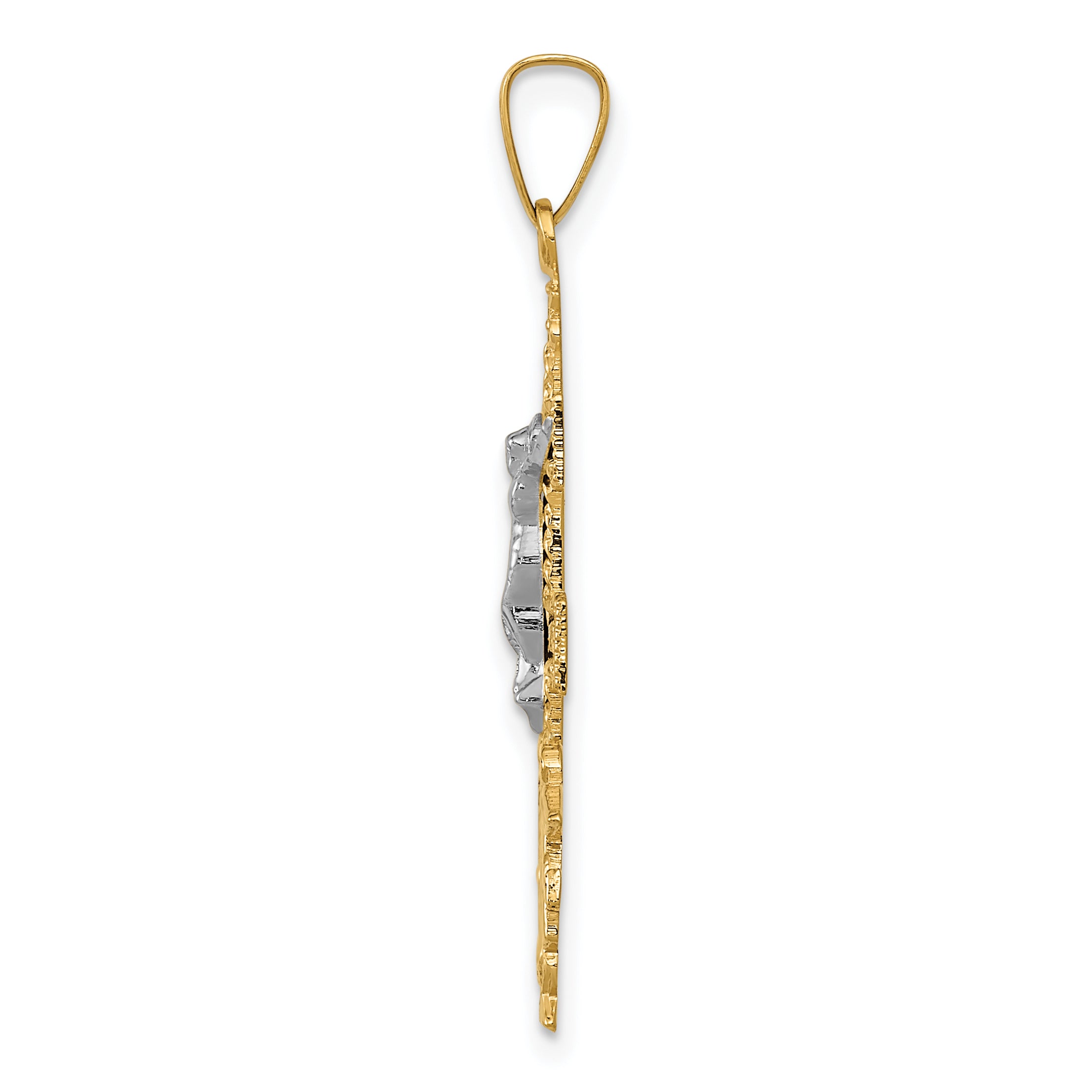 14K Two-tone Cara Vaca Crucifix Pendant Secondary image
