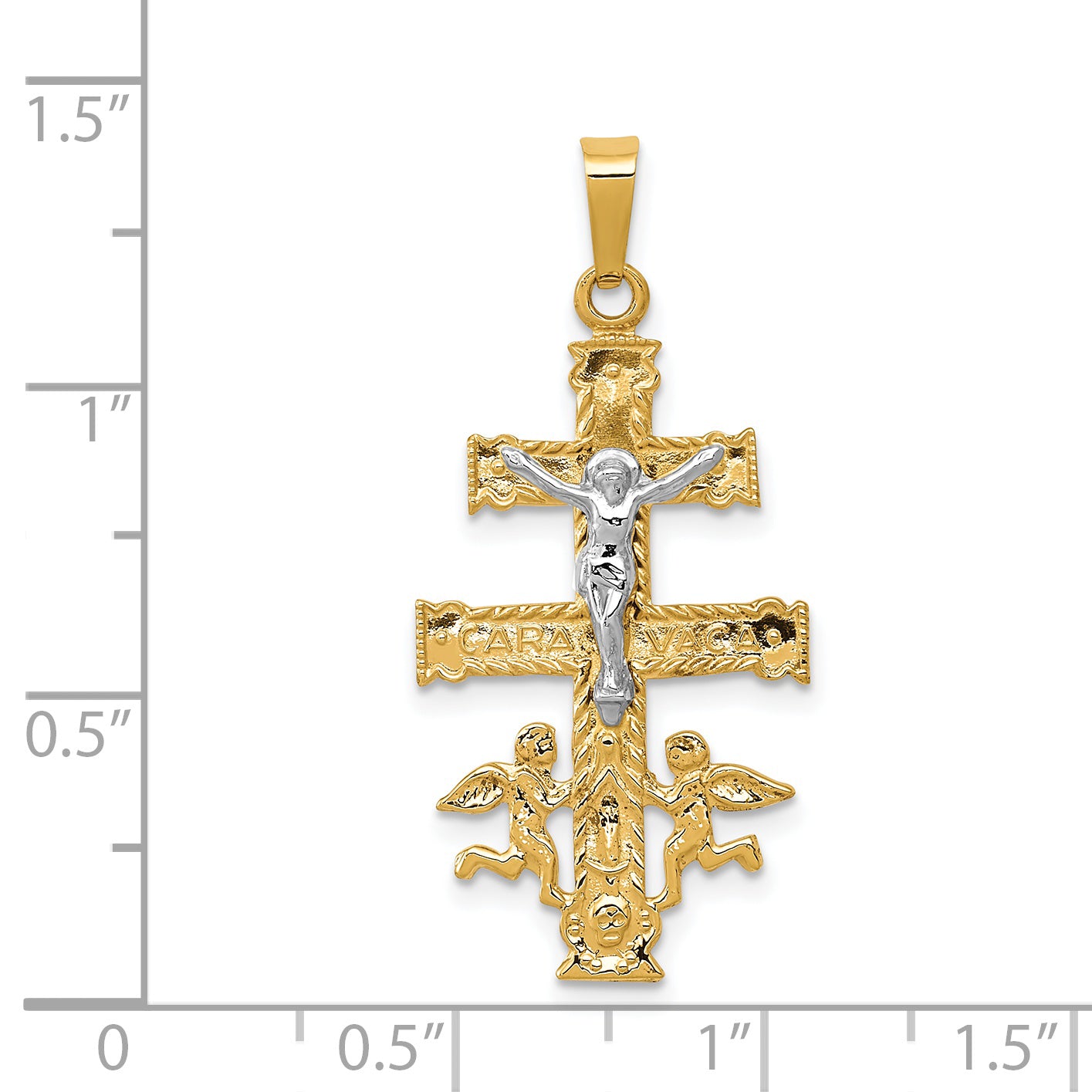14K Two-tone Cara Vaca Crucifix Pendant