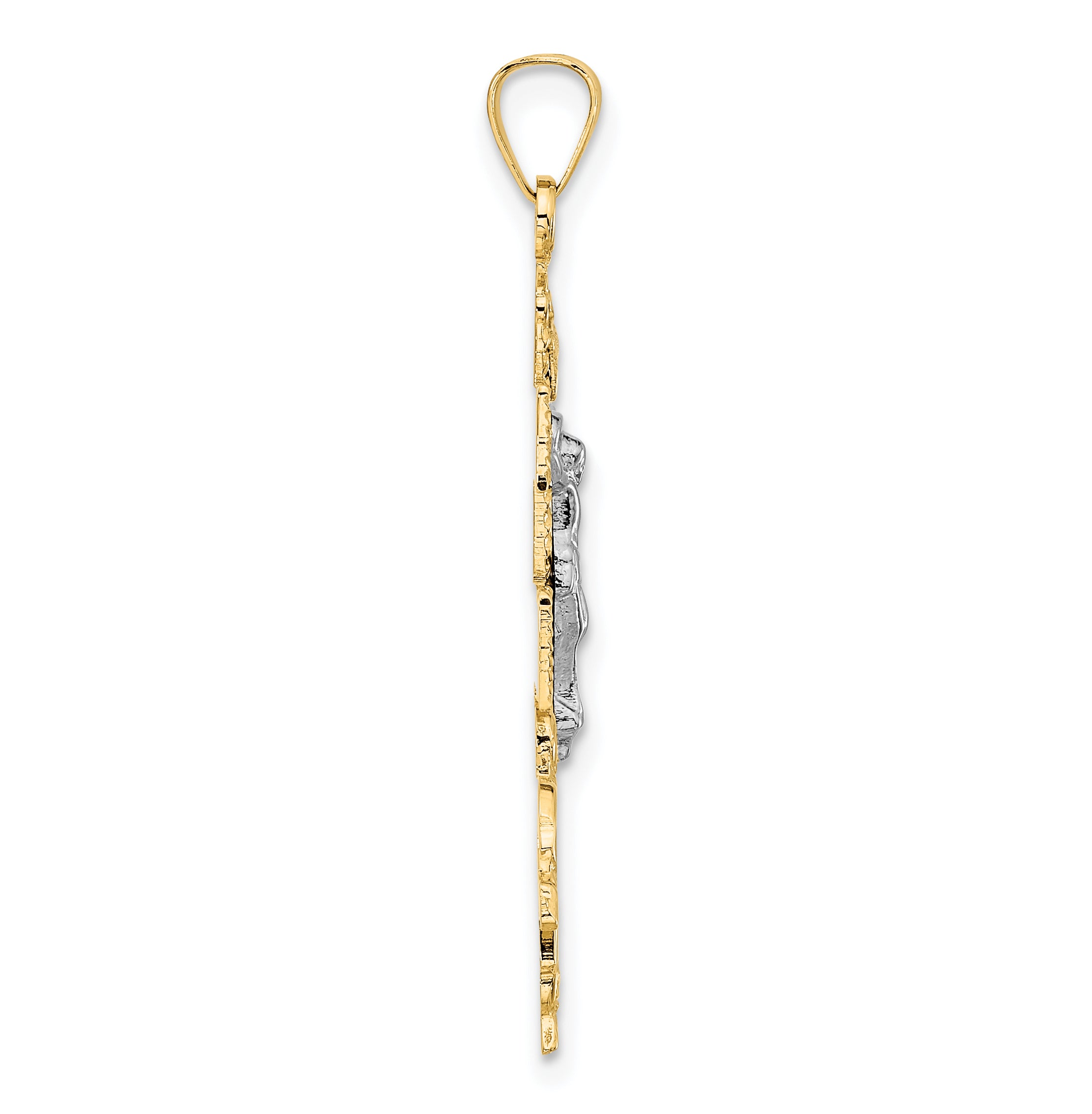 14K Two-tone Cara Vaca Crucifix Pendant Secondary image