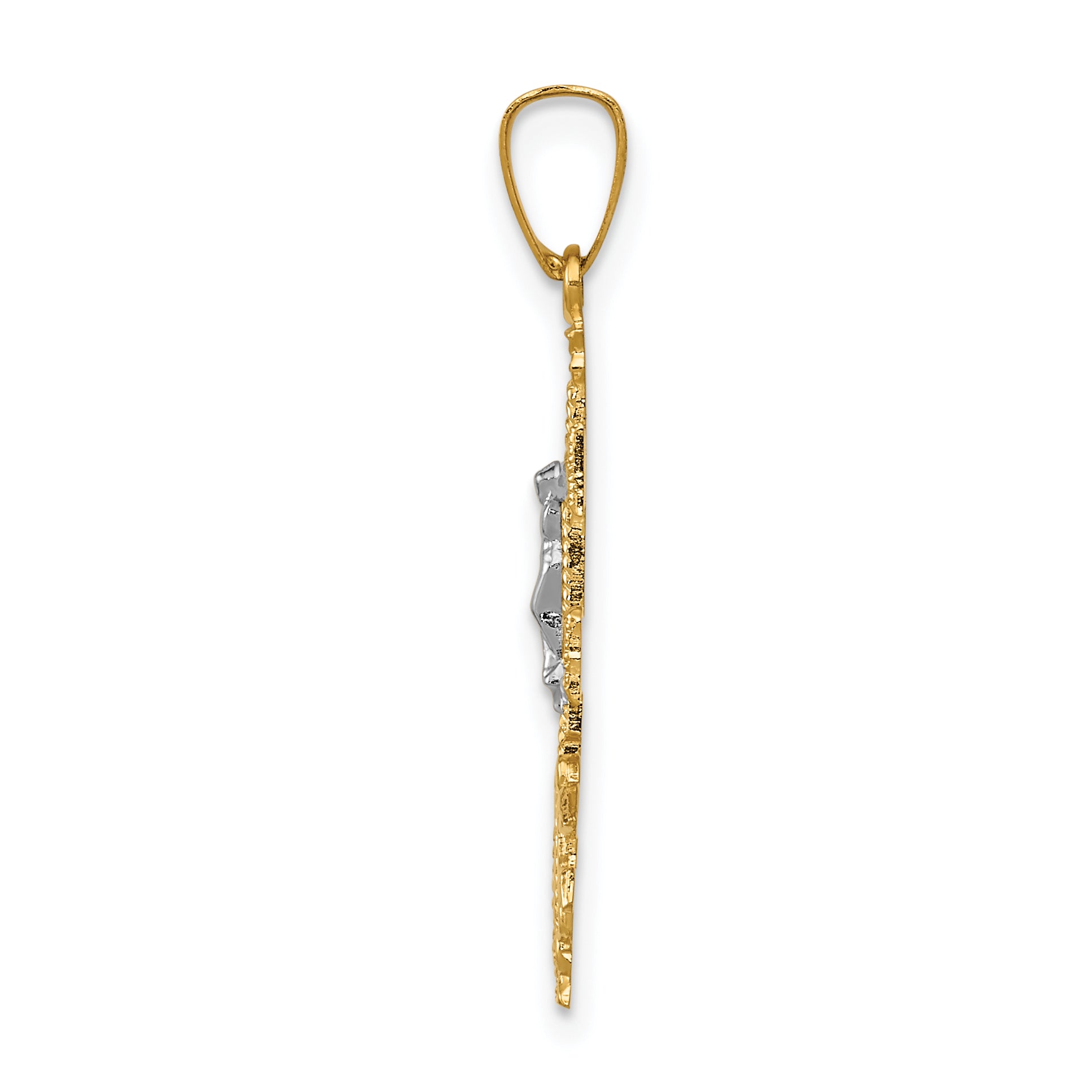 14K Two-tone Cara Vaca Crucifix Pendant Secondary image
