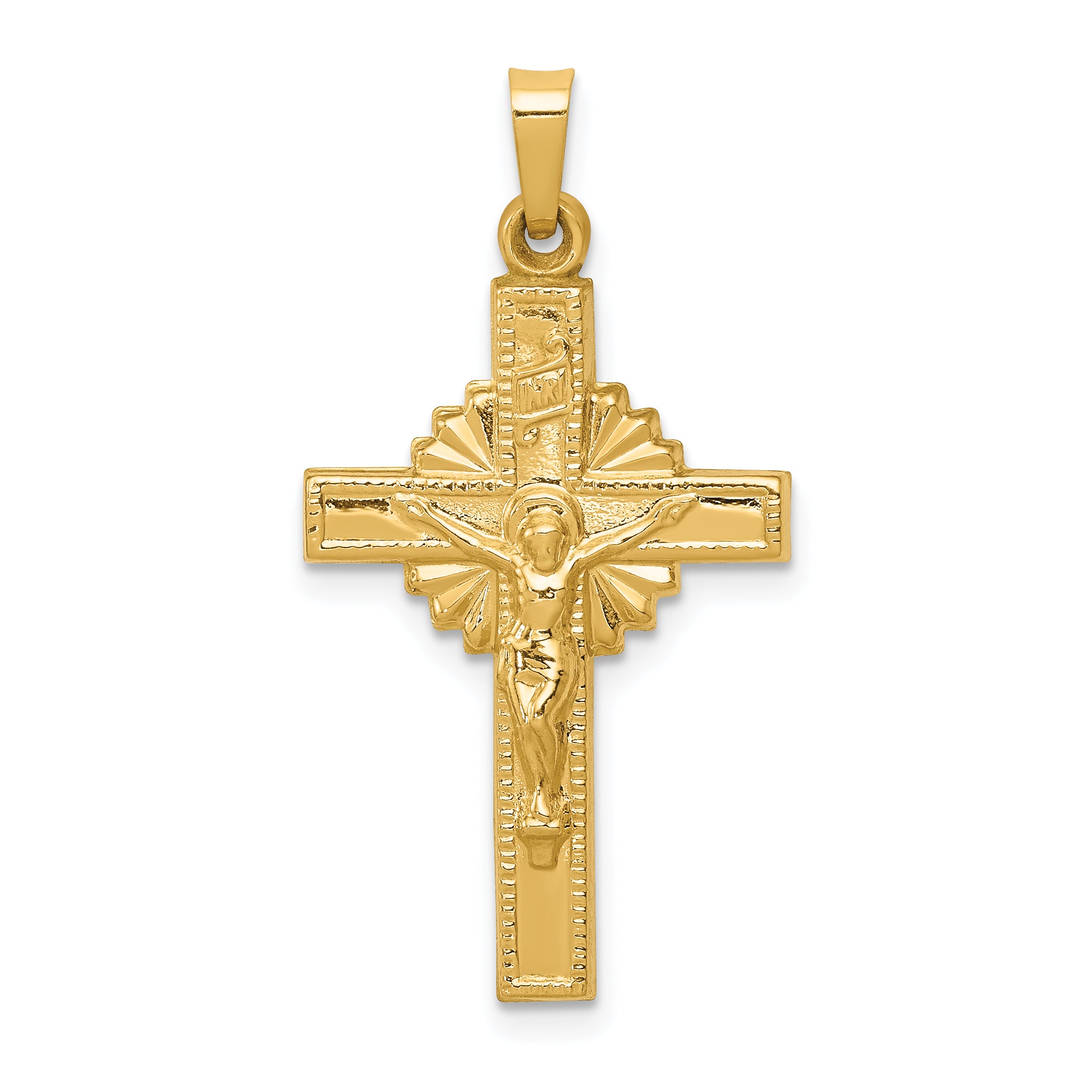14k INRI Hollow Crucifix Pendant Main image