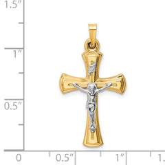 14K Two-tone INRI Hollow Crucifix Pendant