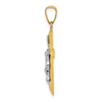 14K Two-tone INRI Hollow Crucifix Pendant