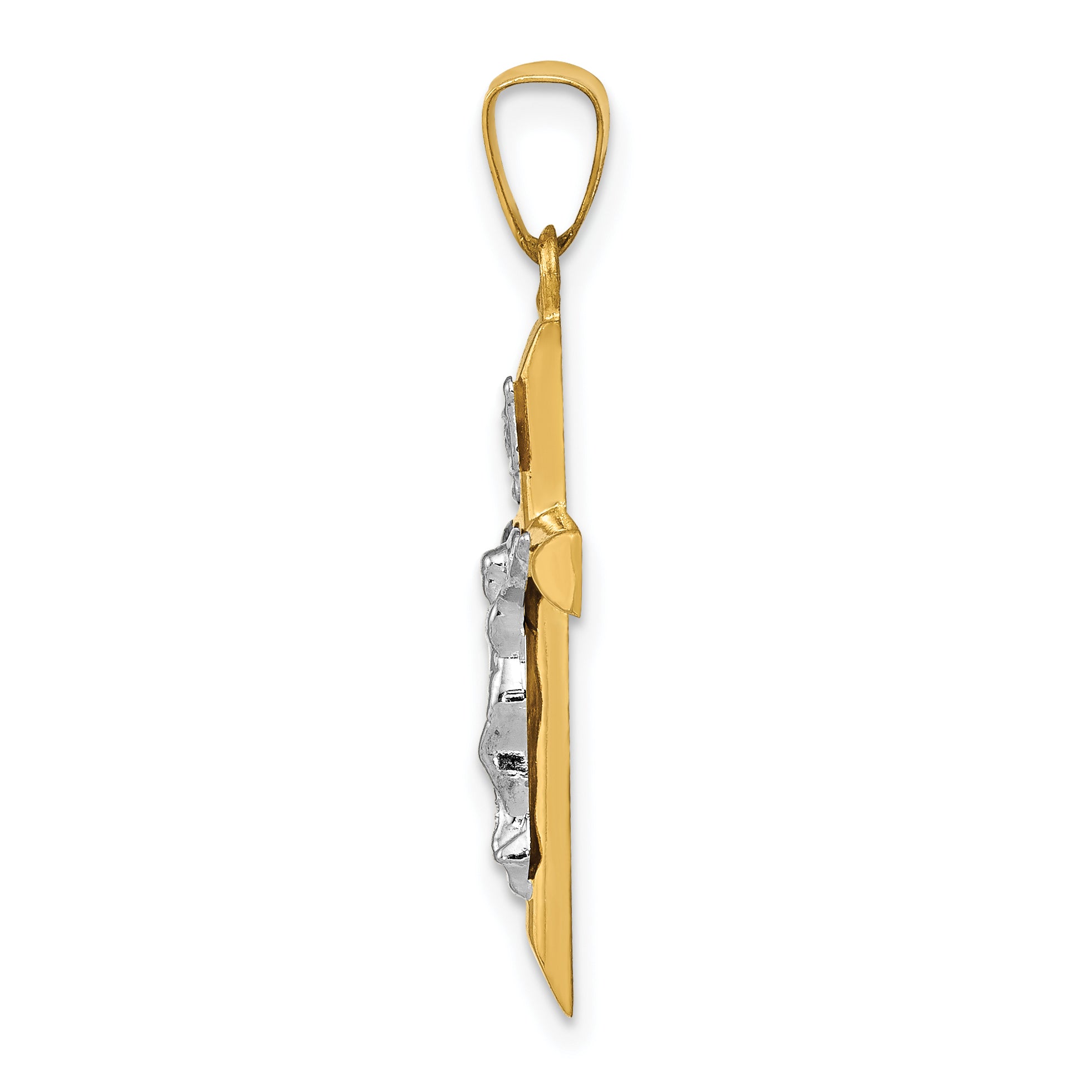 14K Two-tone INRI Hollow Crucifix Pendant