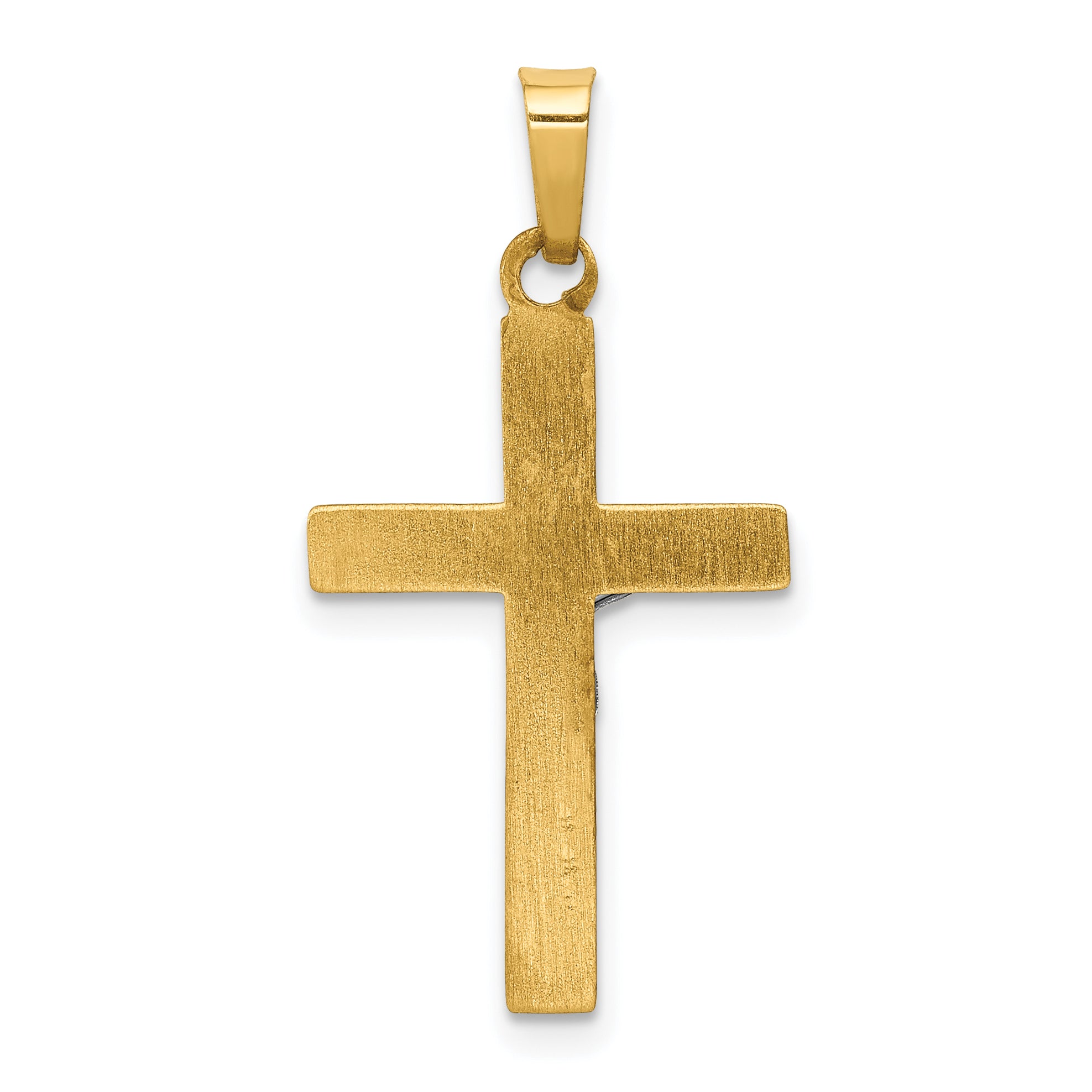 14K Two-tone INRI Hollow Crucifix Pendant