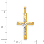 14K Two-tone INRI Hollow Crucifix Pendant