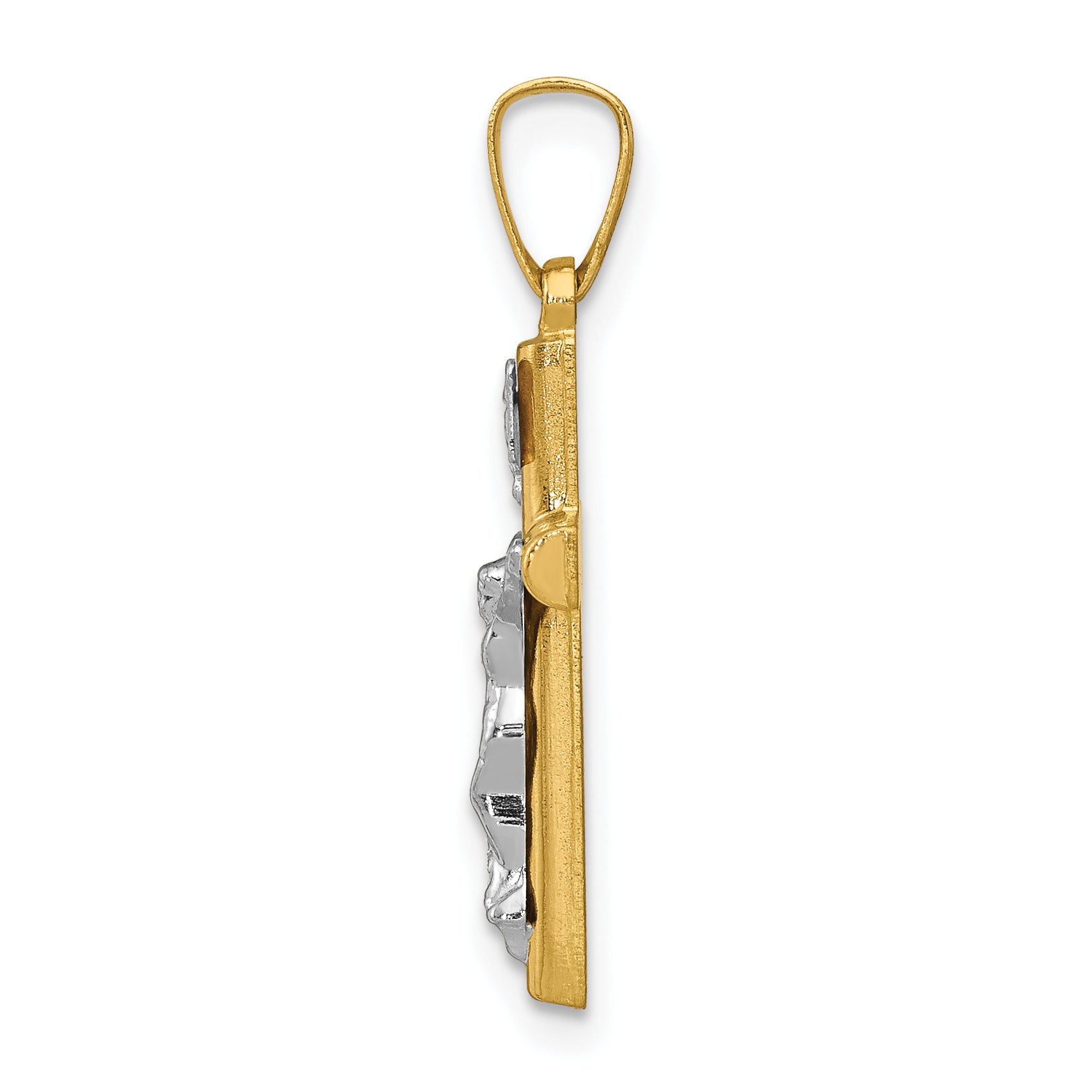 14K Two-tone INRI Hollow Crucifix Pendant Secondary image