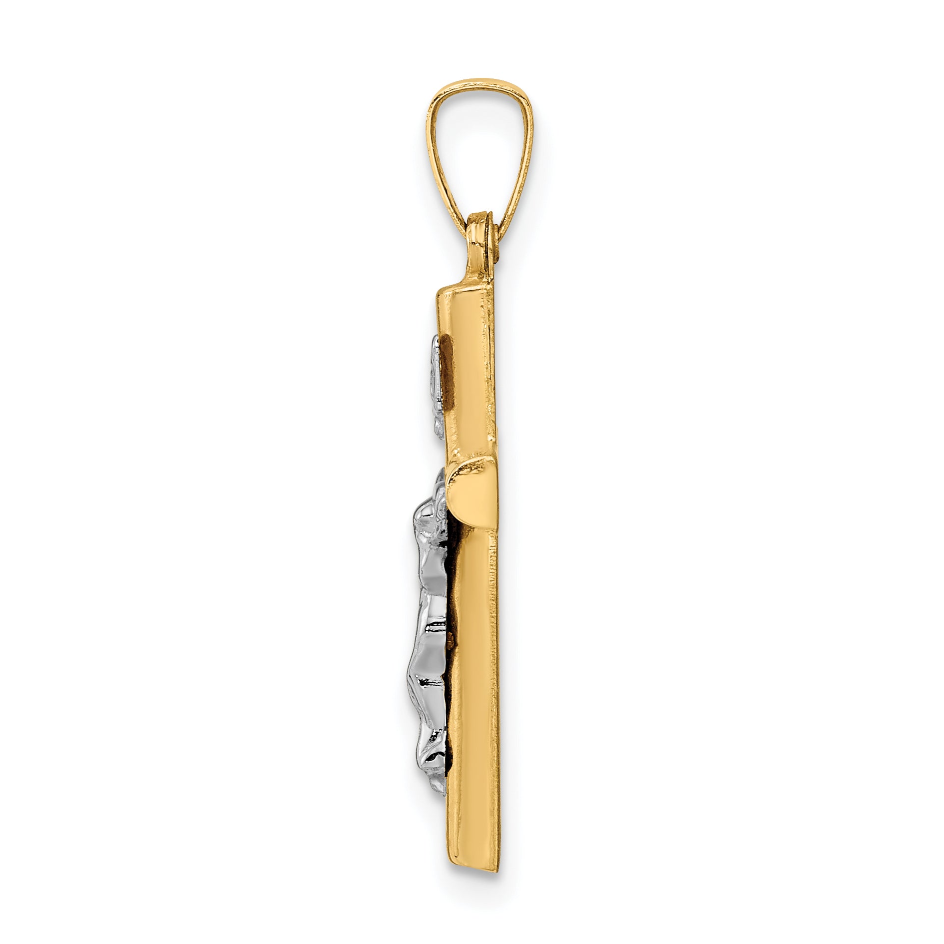 14K Two-tone INRI Crucifix Pendant Secondary image