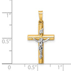 14K Two-tone INRI Crucifix Pendant