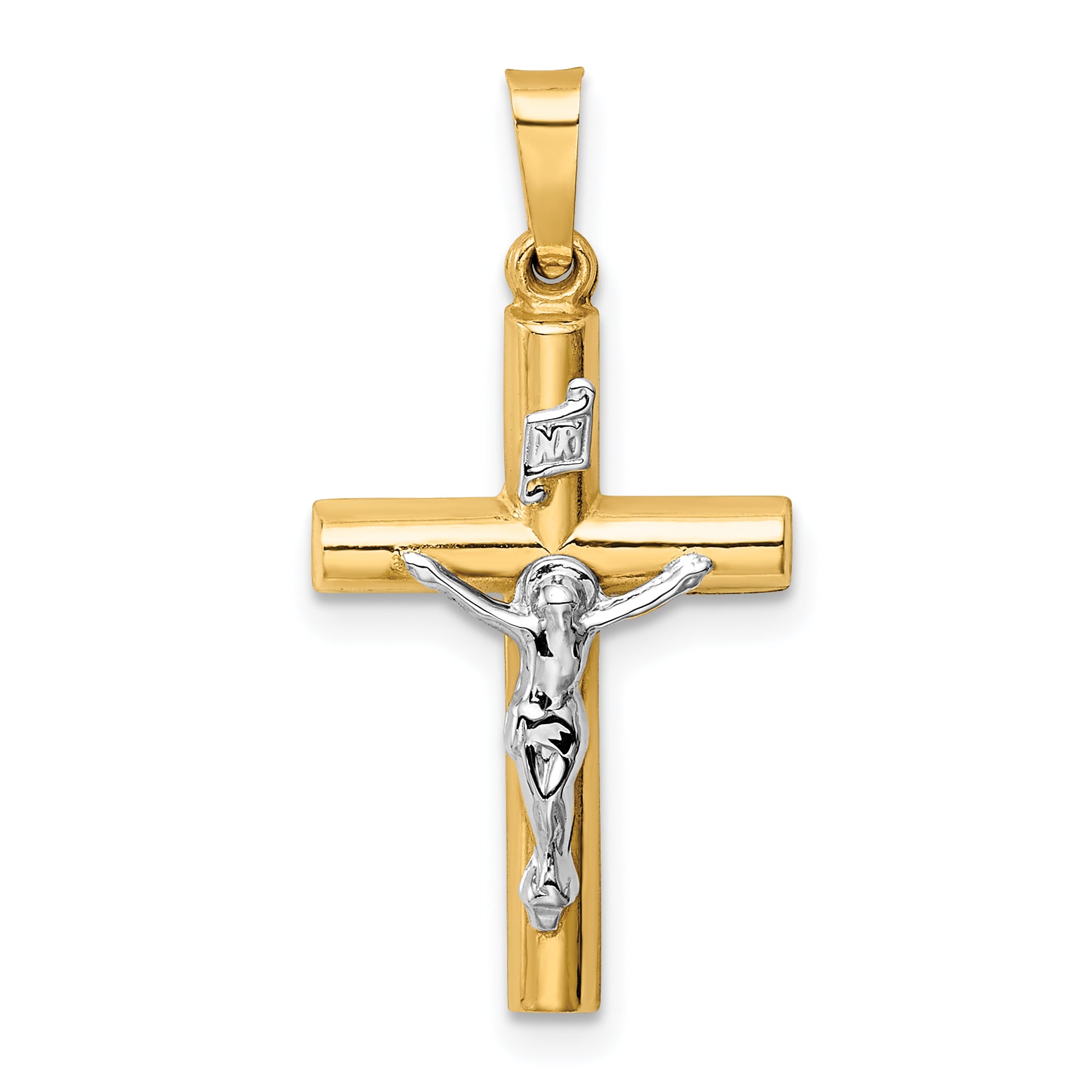 14k Two-tone INRI Crucifix Pendant Main image