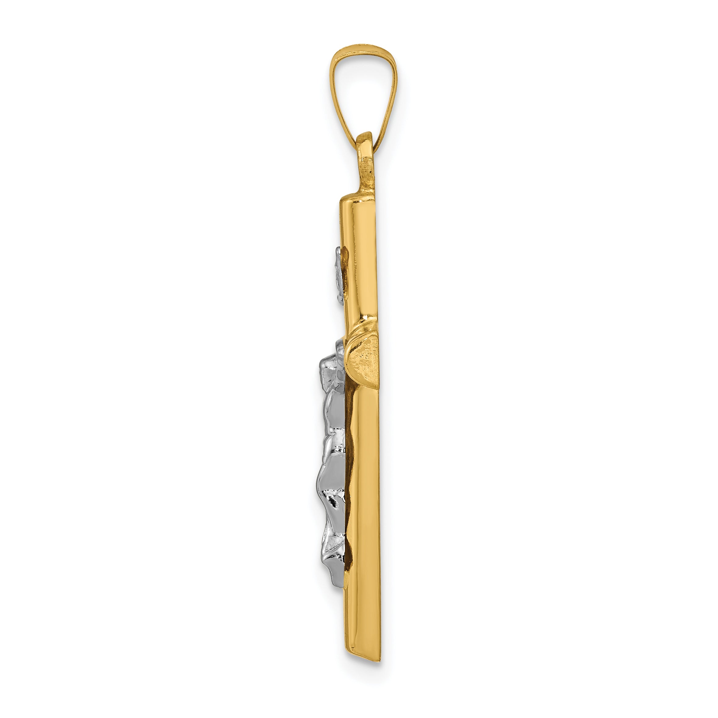 14K Two-tone INRI Hollow Crucifix Pendant Secondary image
