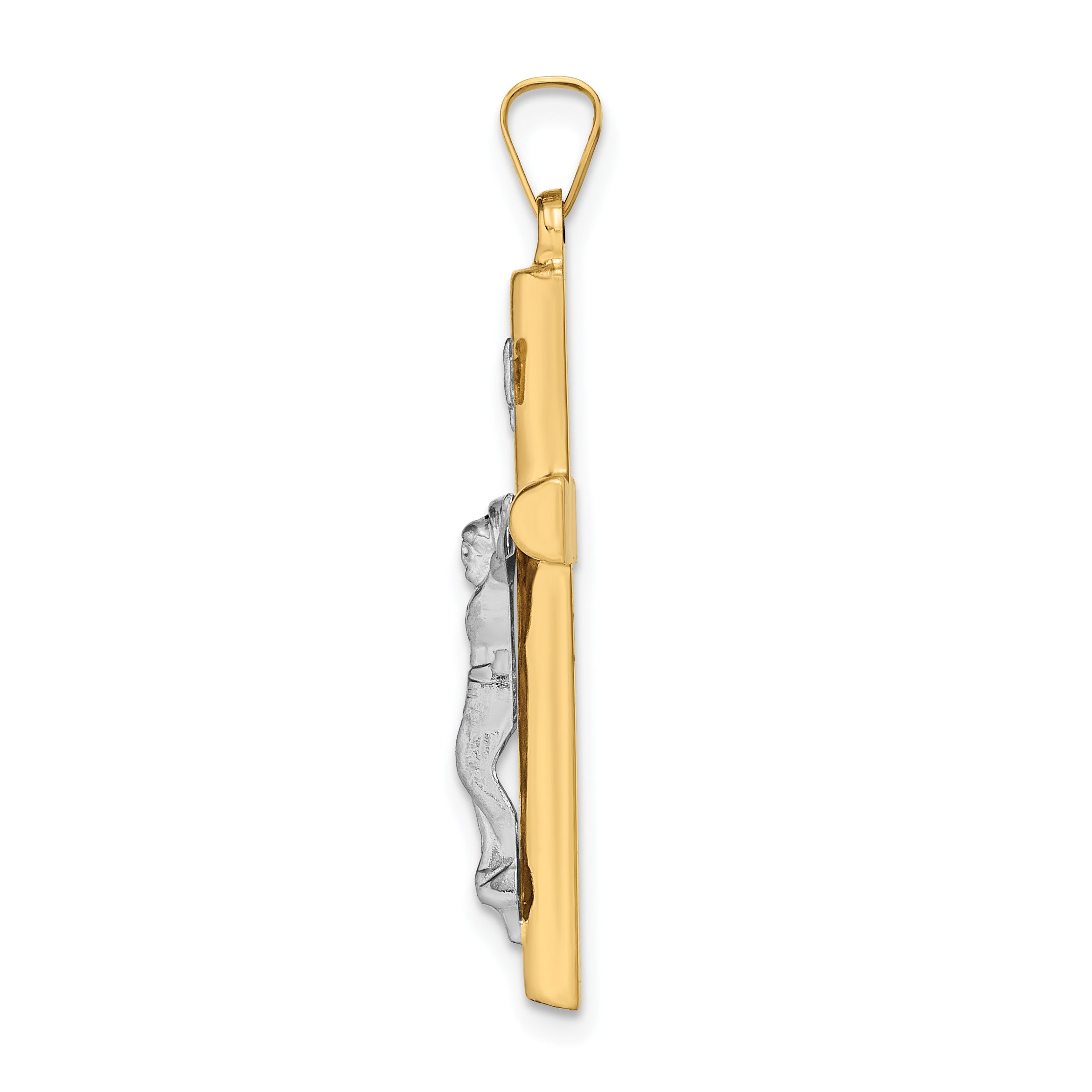 14K Two-tone INRI Hollow Crucifix Pendant Secondary image