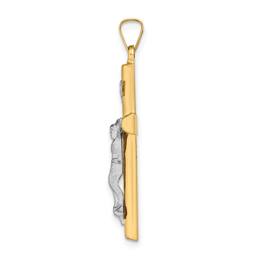 14K Two-tone INRI Hollow Crucifix Pendant