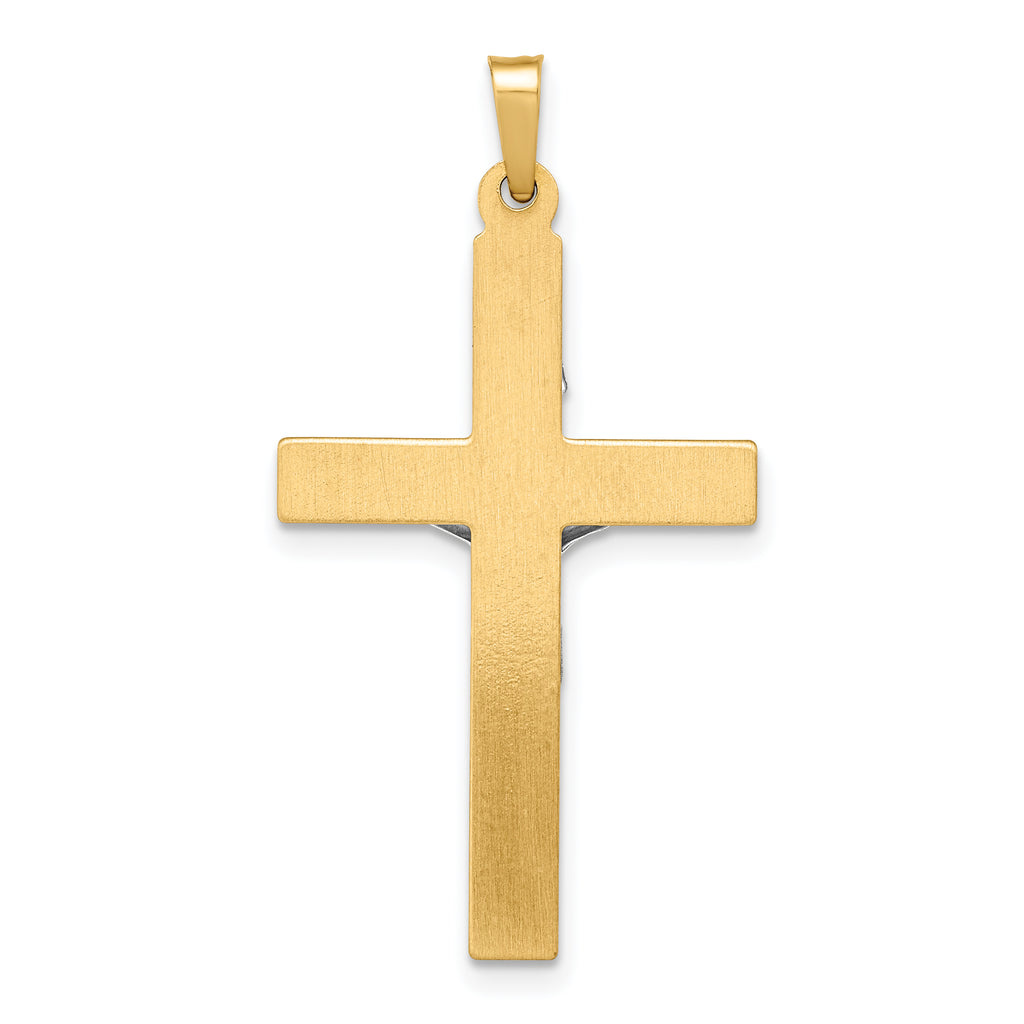 14K Two-tone INRI Hollow Crucifix Pendant