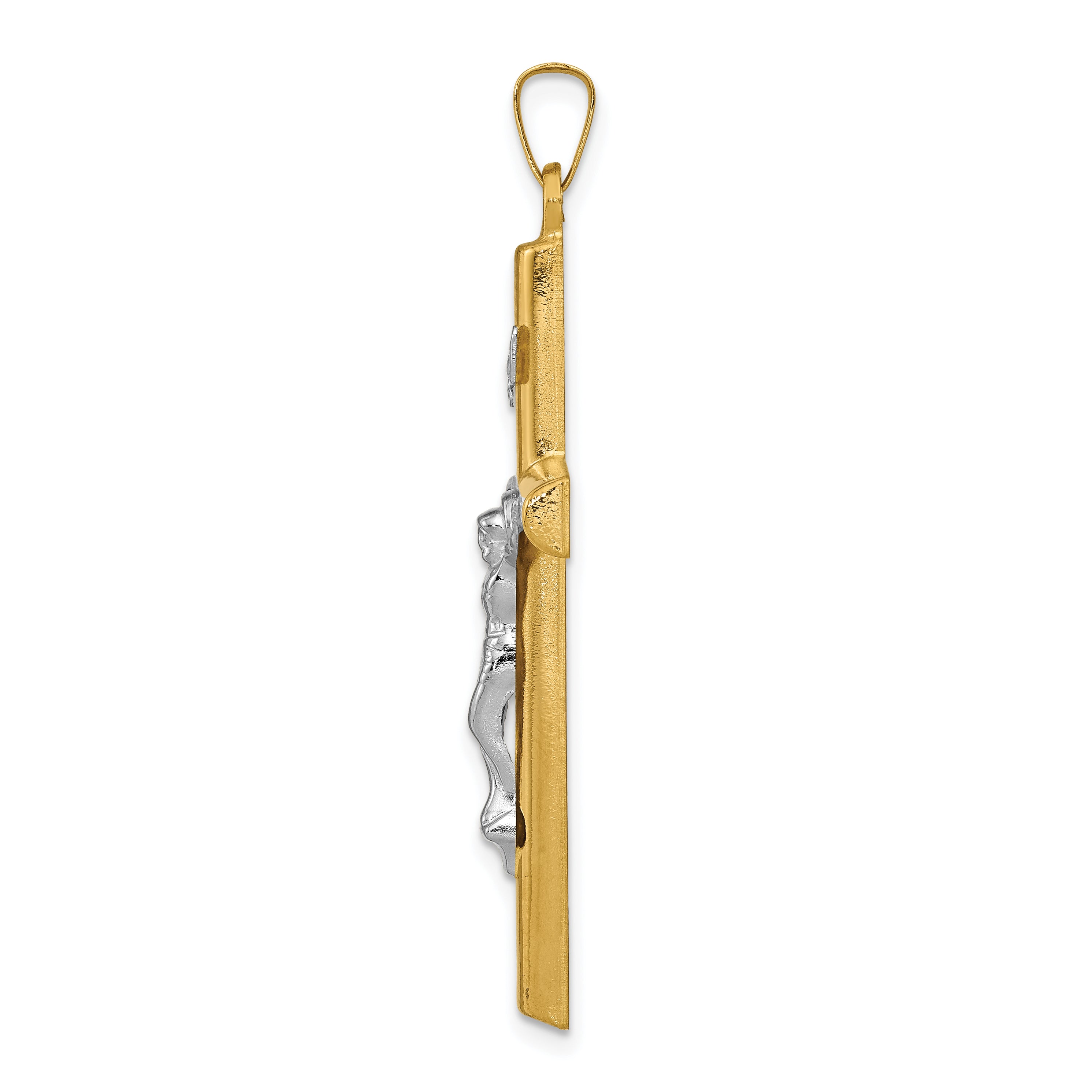 14K Two-tone INRI Hollow Crucifix Pendant Secondary image