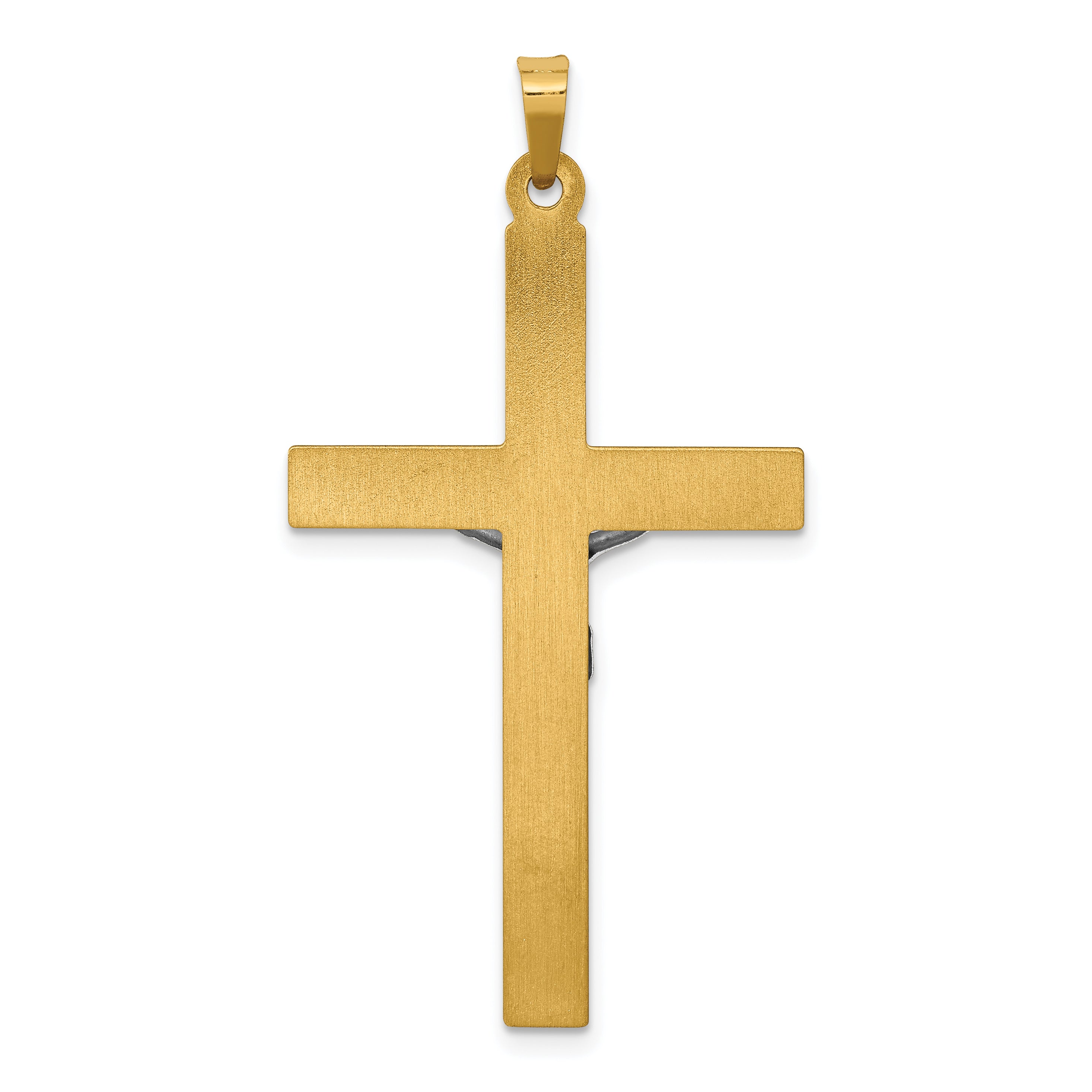 14K Two-tone INRI Hollow Crucifix Pendant