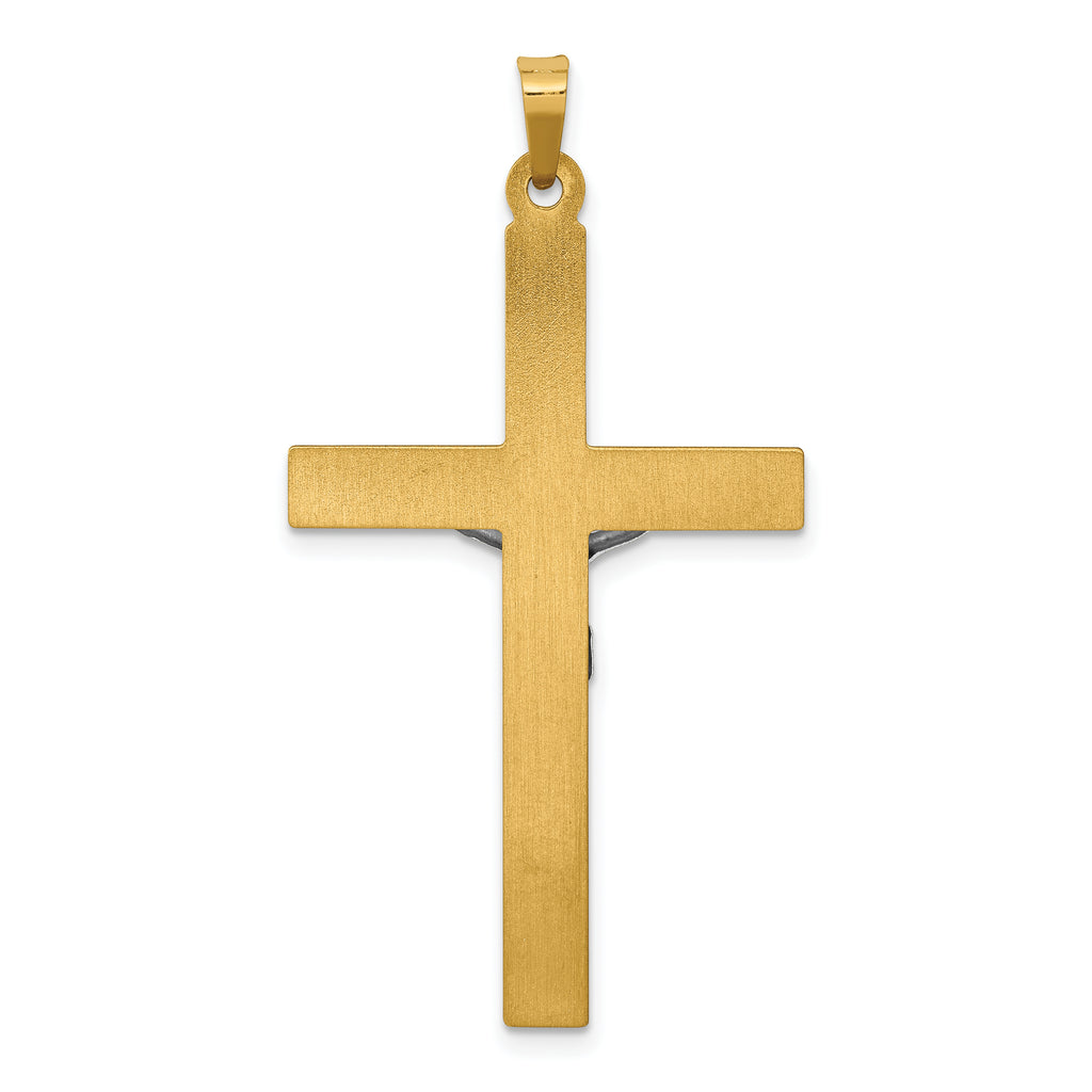 14K Two-tone INRI Hollow Crucifix Pendant