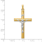 14K Two-tone INRI Hollow Crucifix Pendant