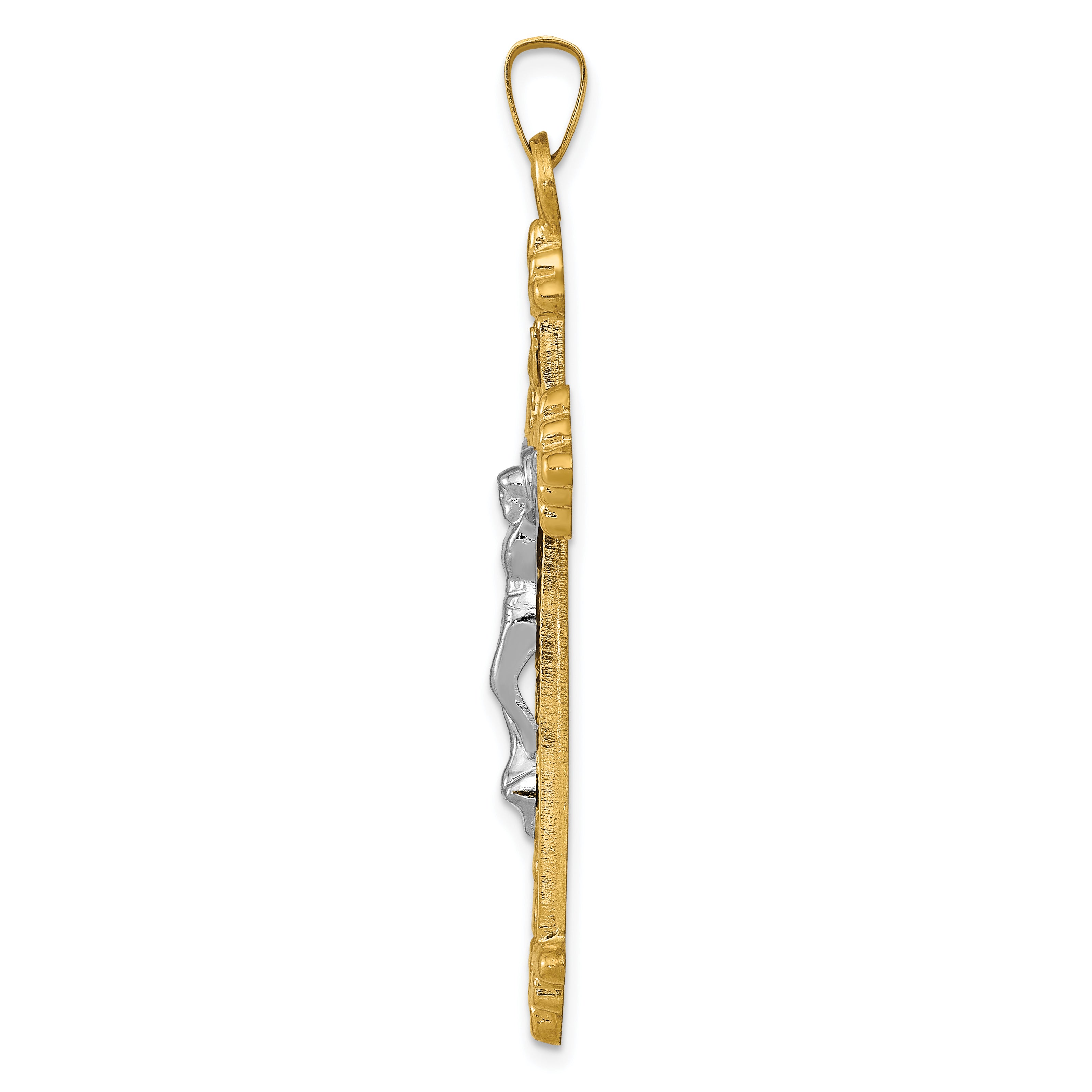 14K Two-tone INRI Hollow Crucifix Pendant Secondary image