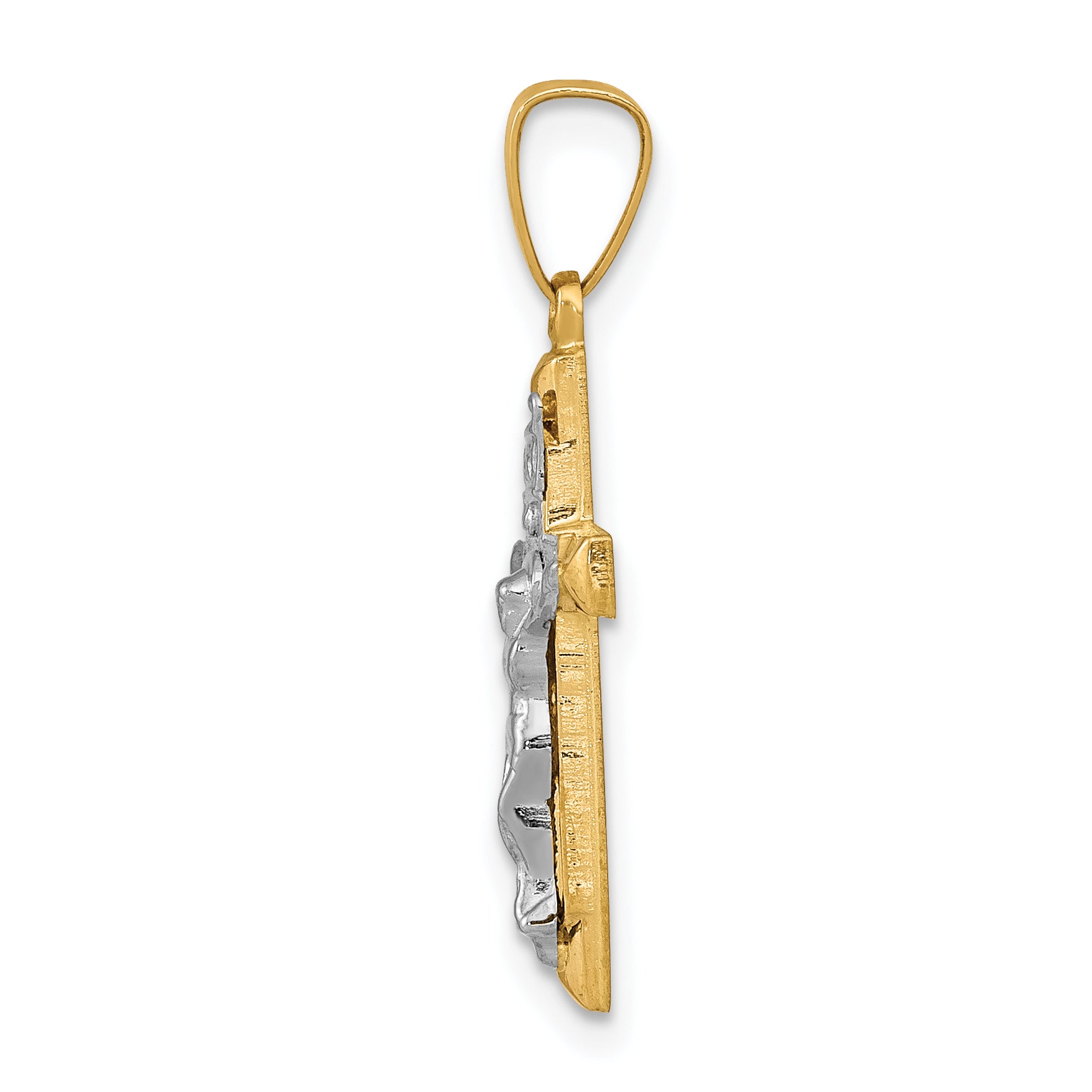 14K Two-tone INRI Hollow Crucifix Pendant Secondary image