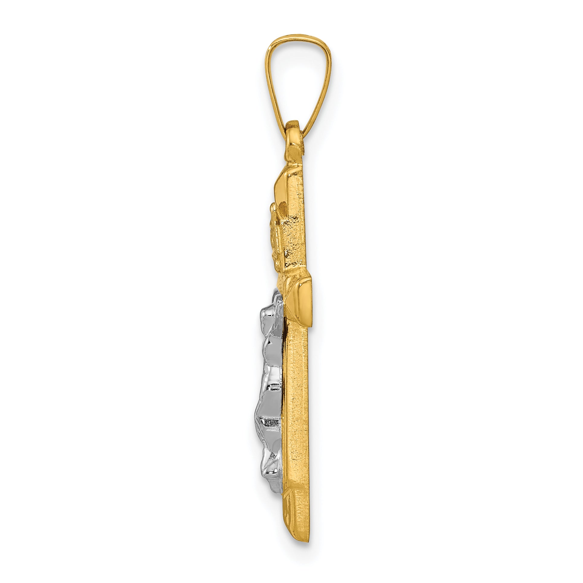 14K Two-tone INRI Hollow Crucifix Pendant Secondary image