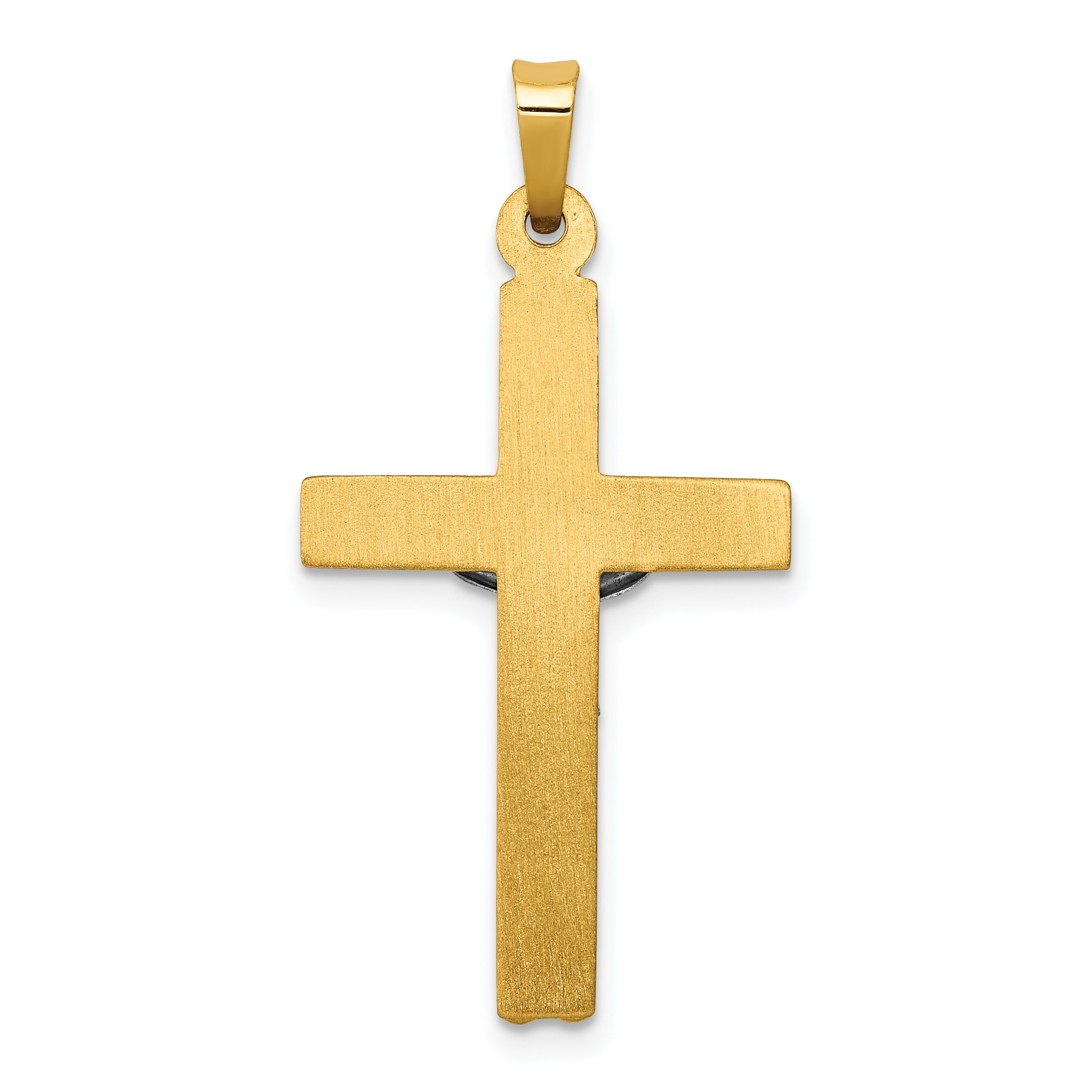 14K Two-tone INRI Hollow Crucifix Pendant