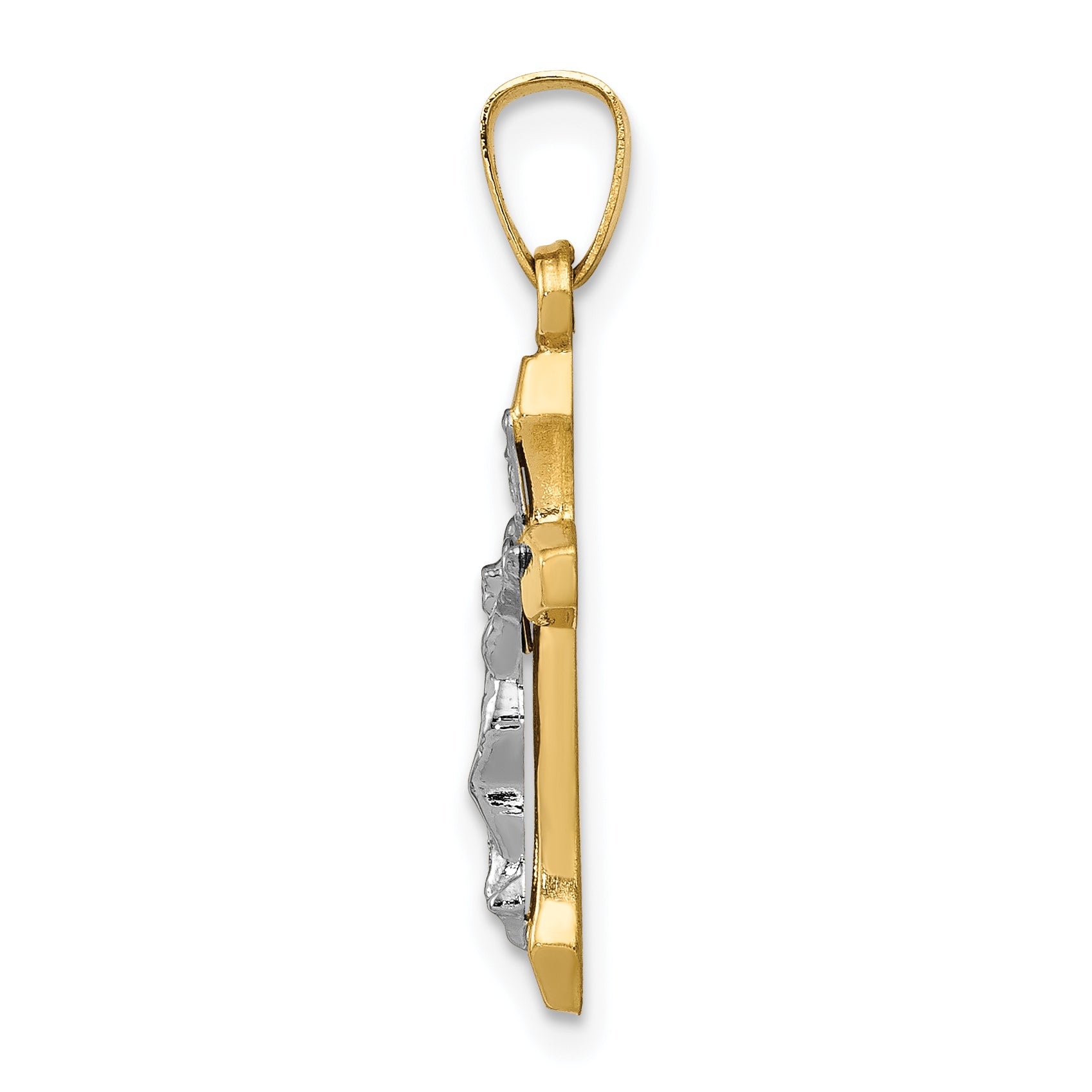 14K Two-tone INRI Hollow Crucifix Pendant Secondary image