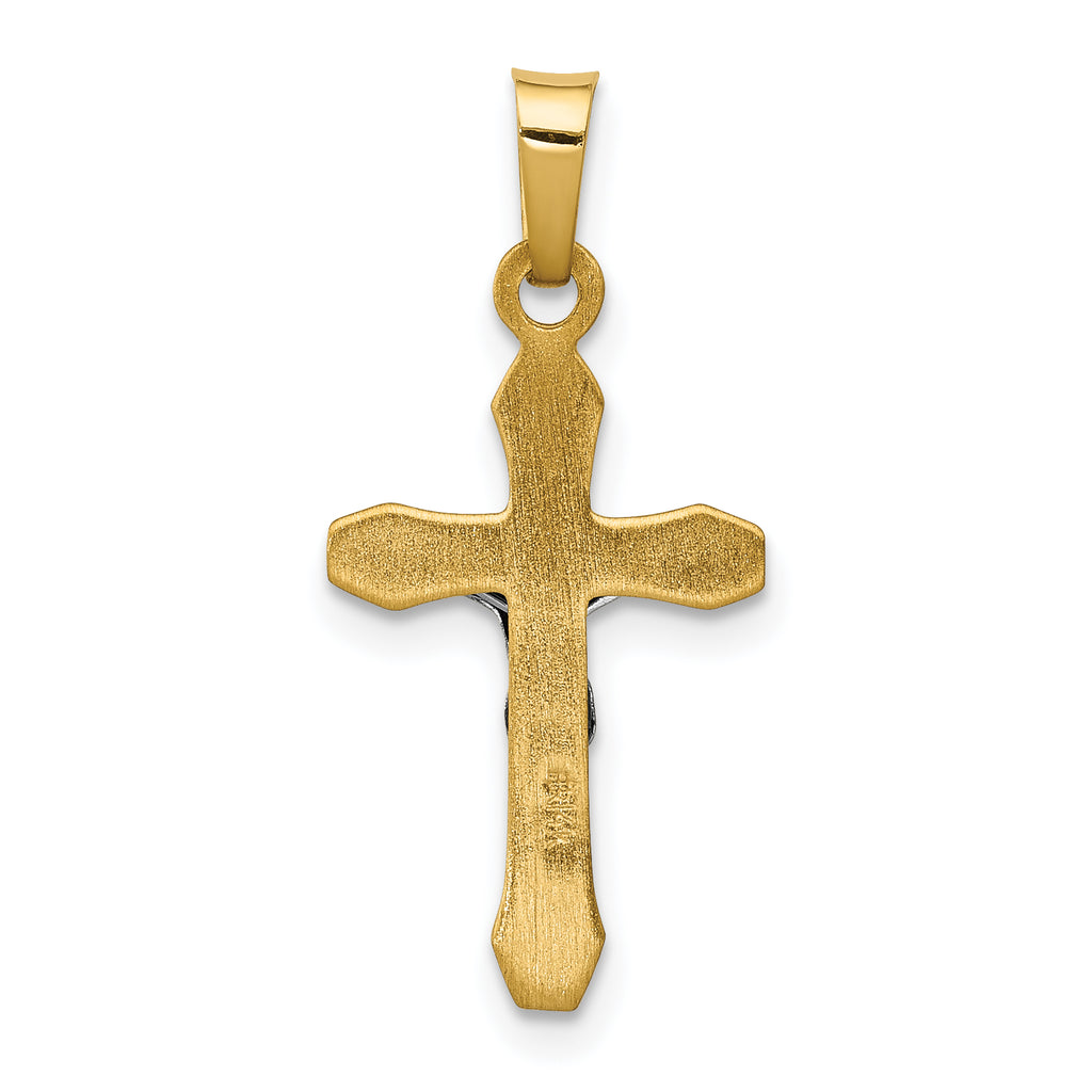 14K Two-tone INRI Hollow Crucifix Pendant