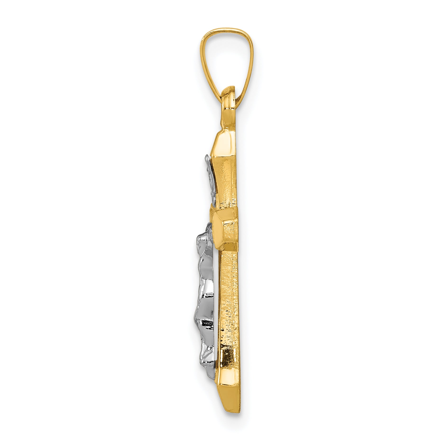 14K Two-tone INRI Hollow Crucifix Pendant Secondary image