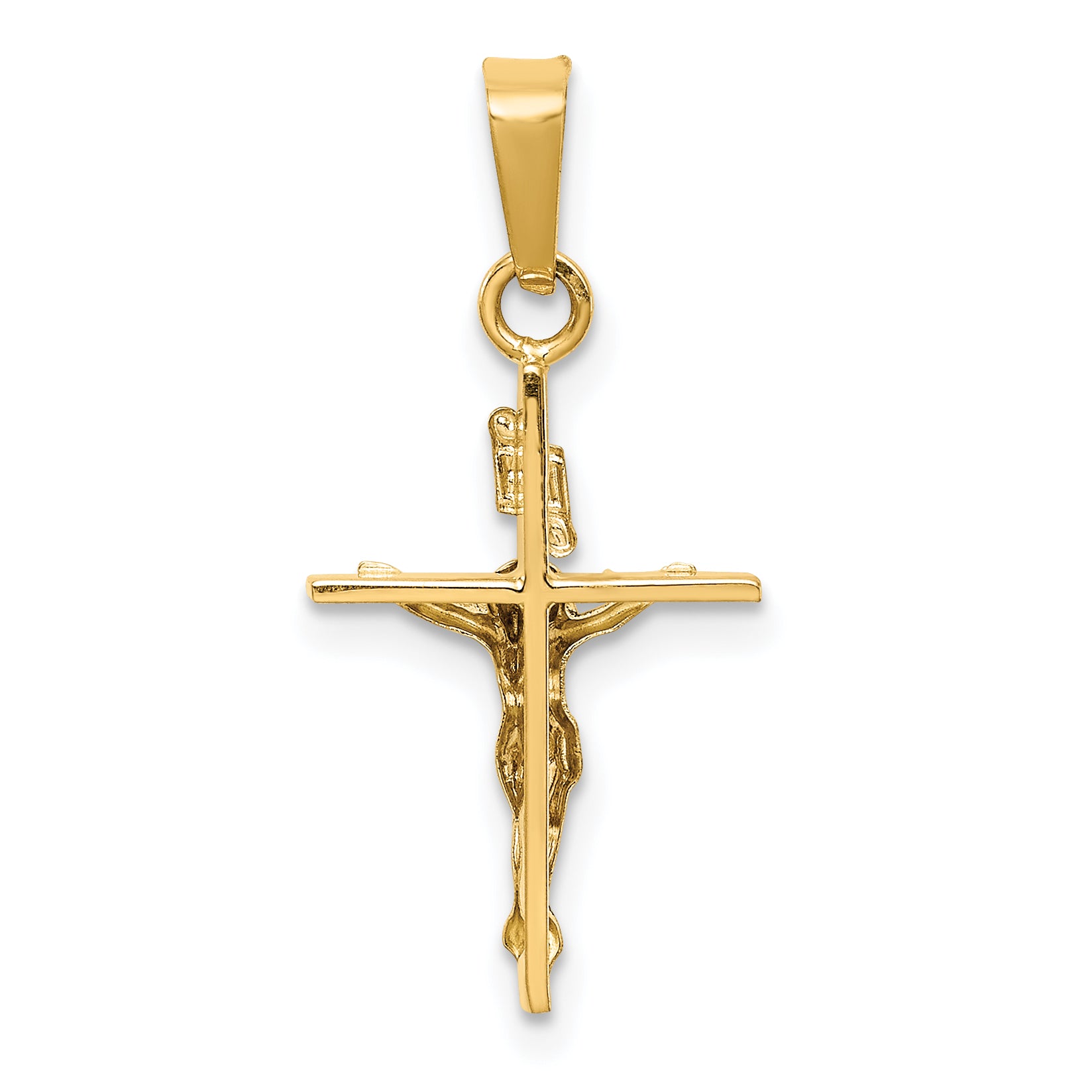 14K Two-tone INRI Crucifix Pendant