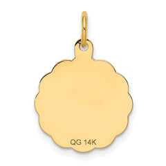 14K Solid Star of David Disc Charm