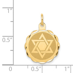 14K Solid Star of David Disc Charm