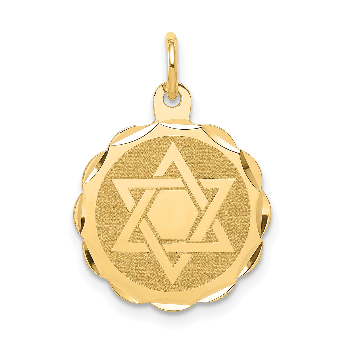14k Solid Star of David Disc Charm