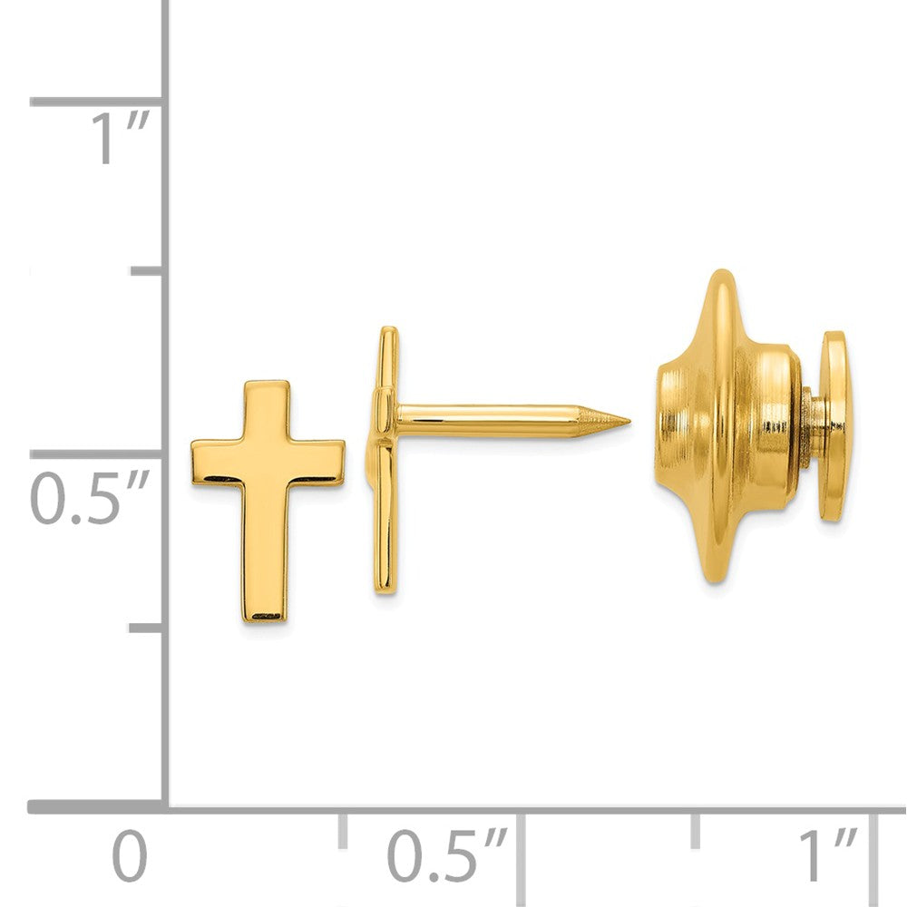 Sophia Jewelers 14K Gold Men's Polished Solid Cross Tie Tac Secondary image