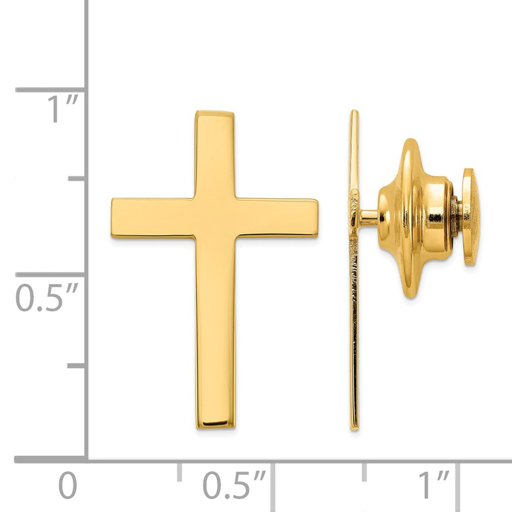 14K Gold Men's Polished Solid Cross Tie Tac by Sophia Jewelers Secondary image