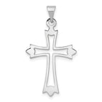 14K White Gold Budded Cross Pendant