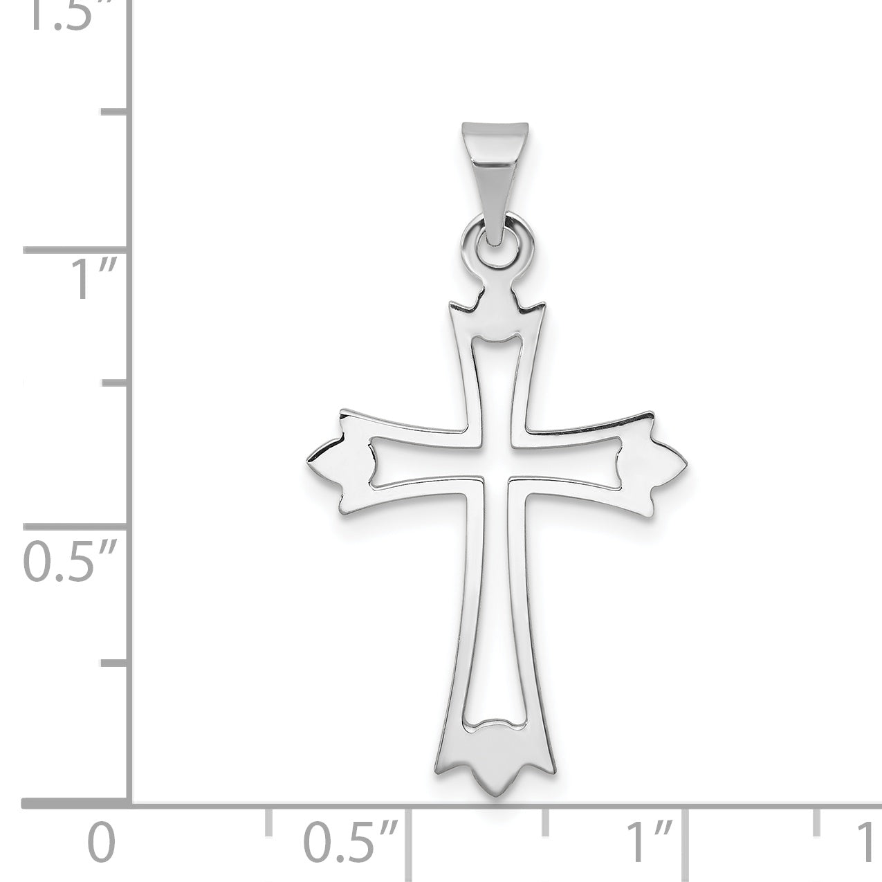 14K White Gold Budded Cross Pendant