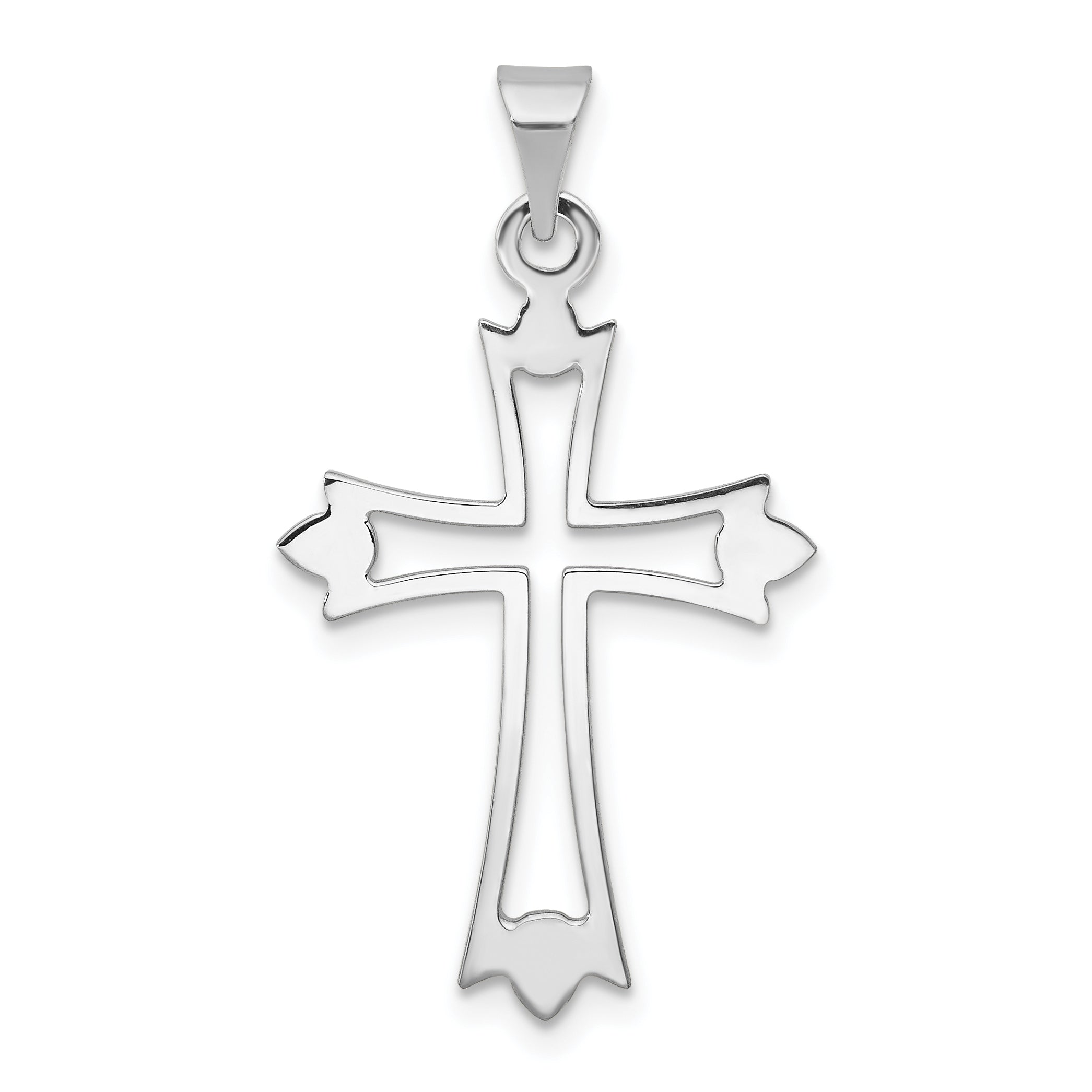 14k White Gold Budded Cross Pendant Main image