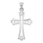 14k White Gold Budded Cross Pendant