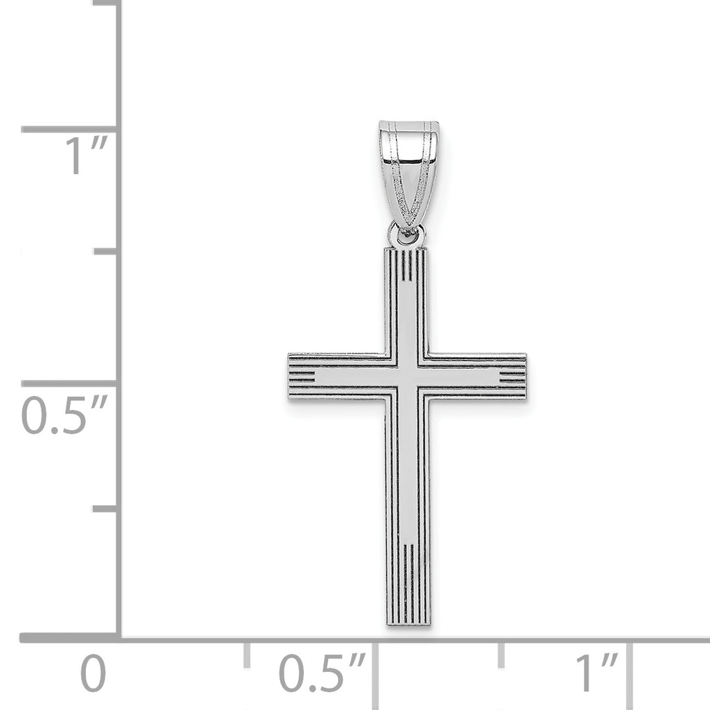 14K White Laser Etched Cross Charm