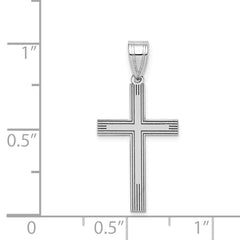 14K White Laser Etched Cross Charm