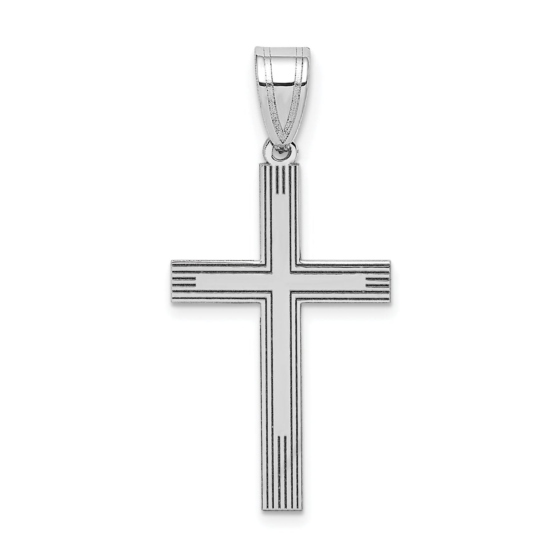 14k White Laser Etched Cross Charm Main image