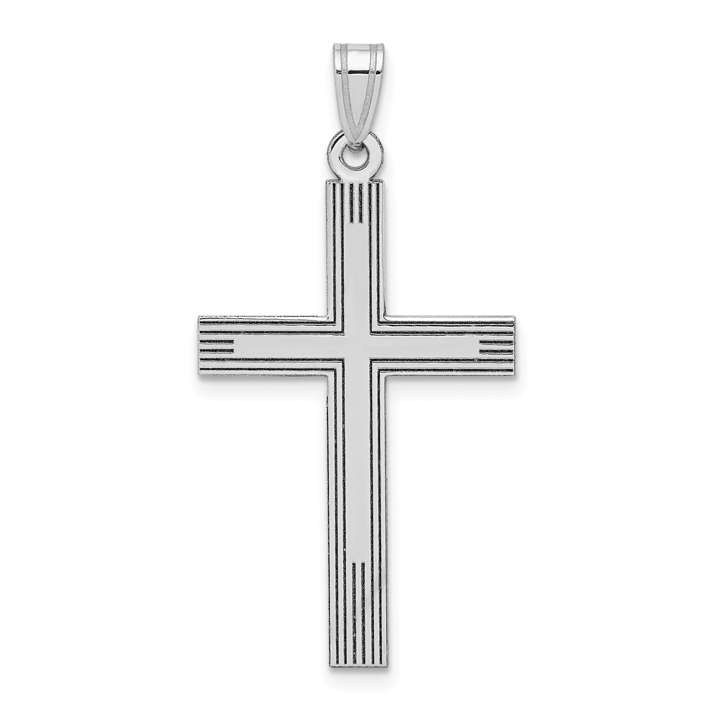 14k White Laser Etched Cross Charm Main image