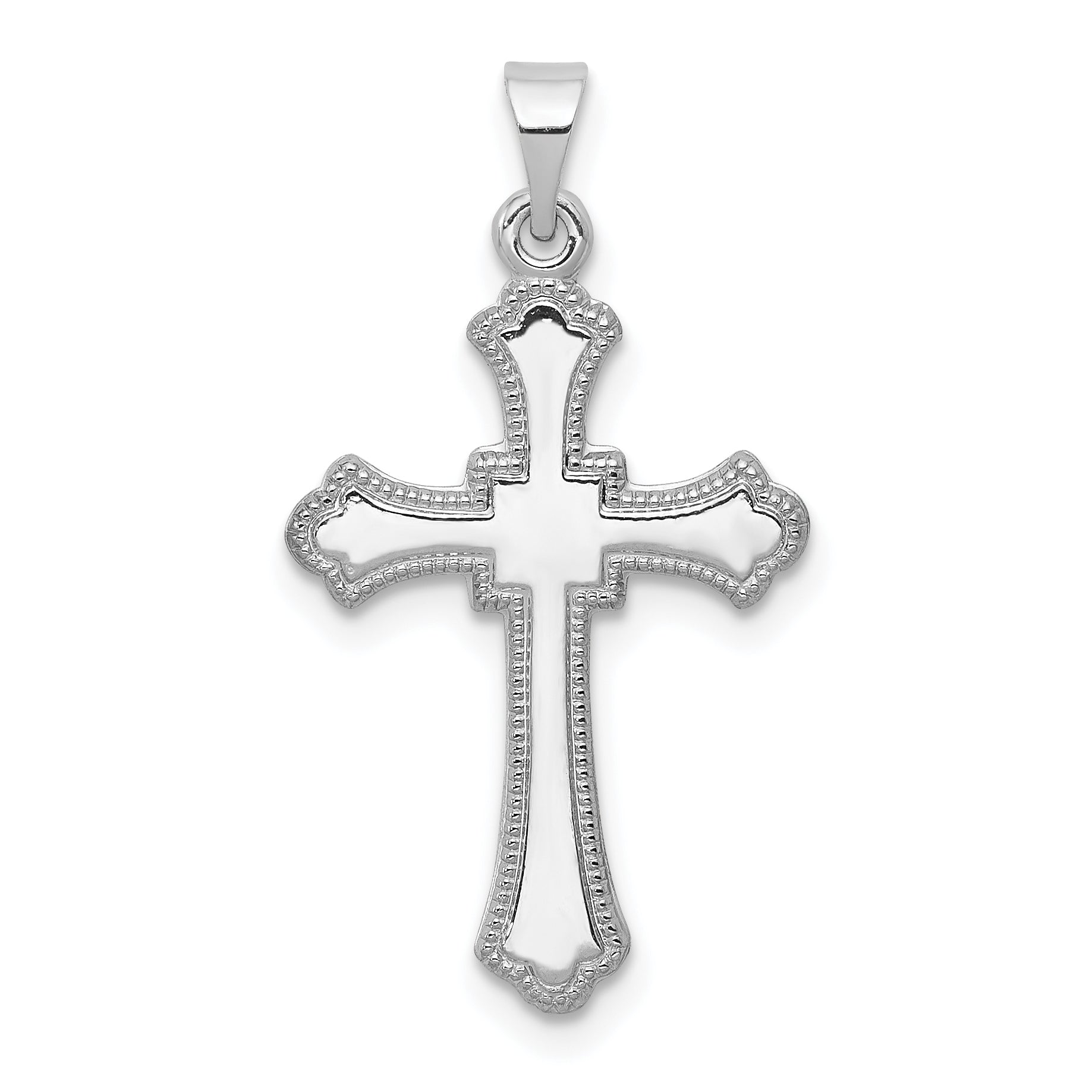 14k White Gold Budded Cross Charm Main image