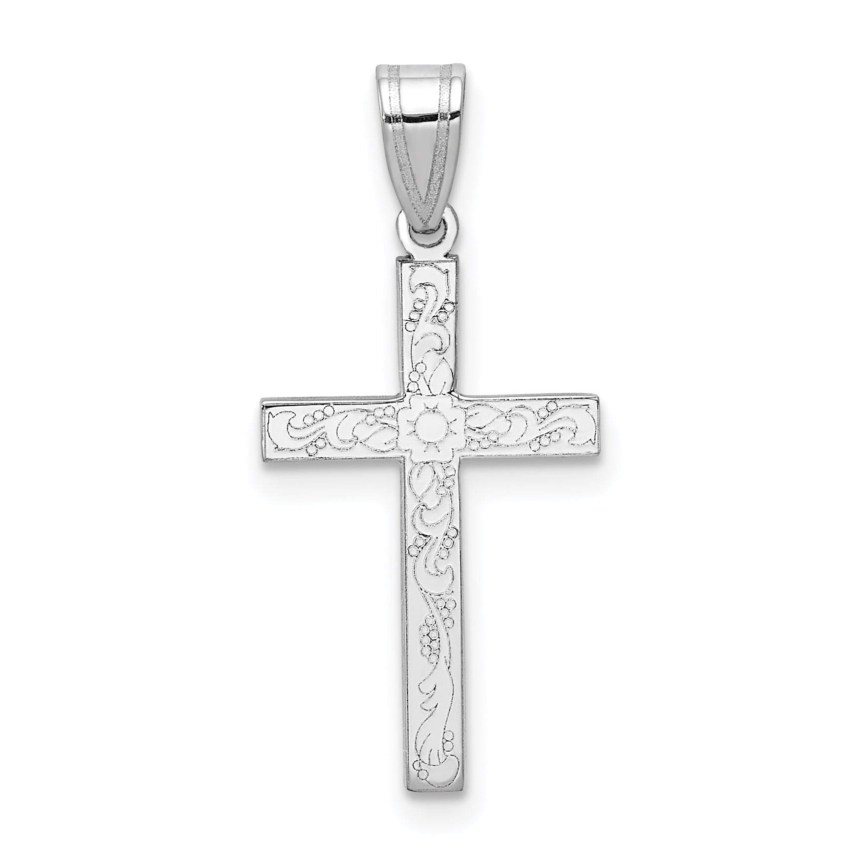 14K White Floral Cross Charm Main image