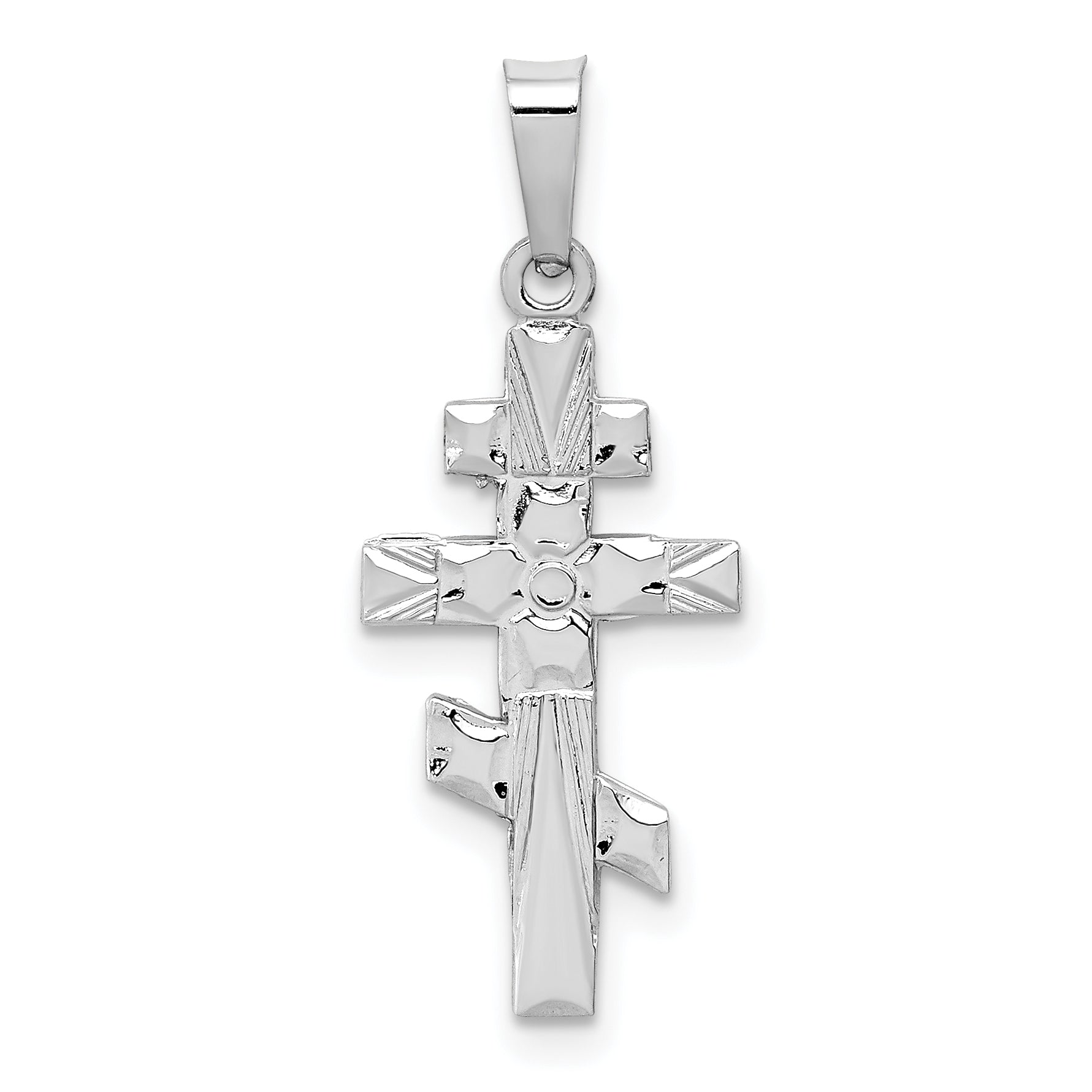 14k White Gold Eastern Orthodox Cross Charm Main image