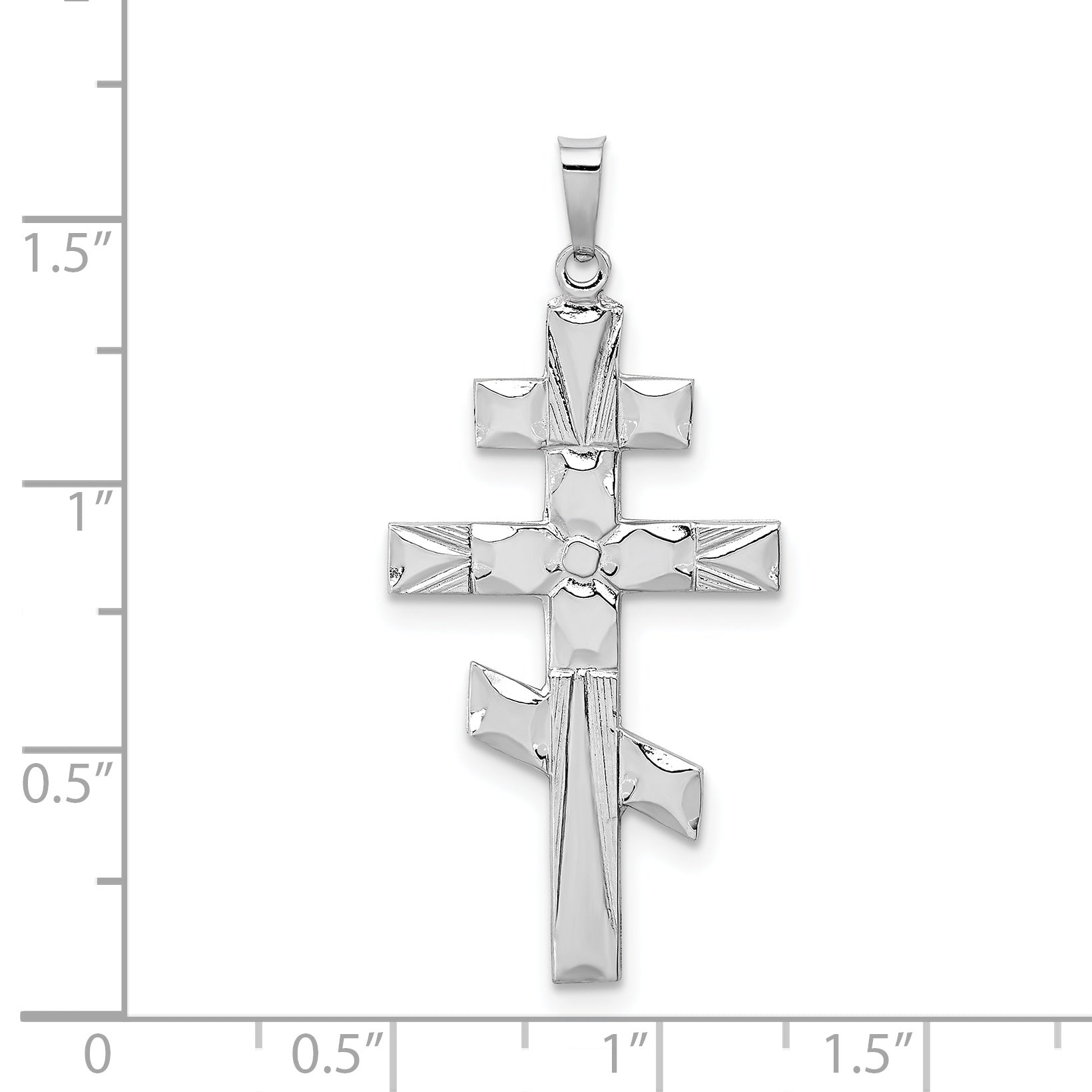 14K White Gold Eastern Orthodox Cross Pendant