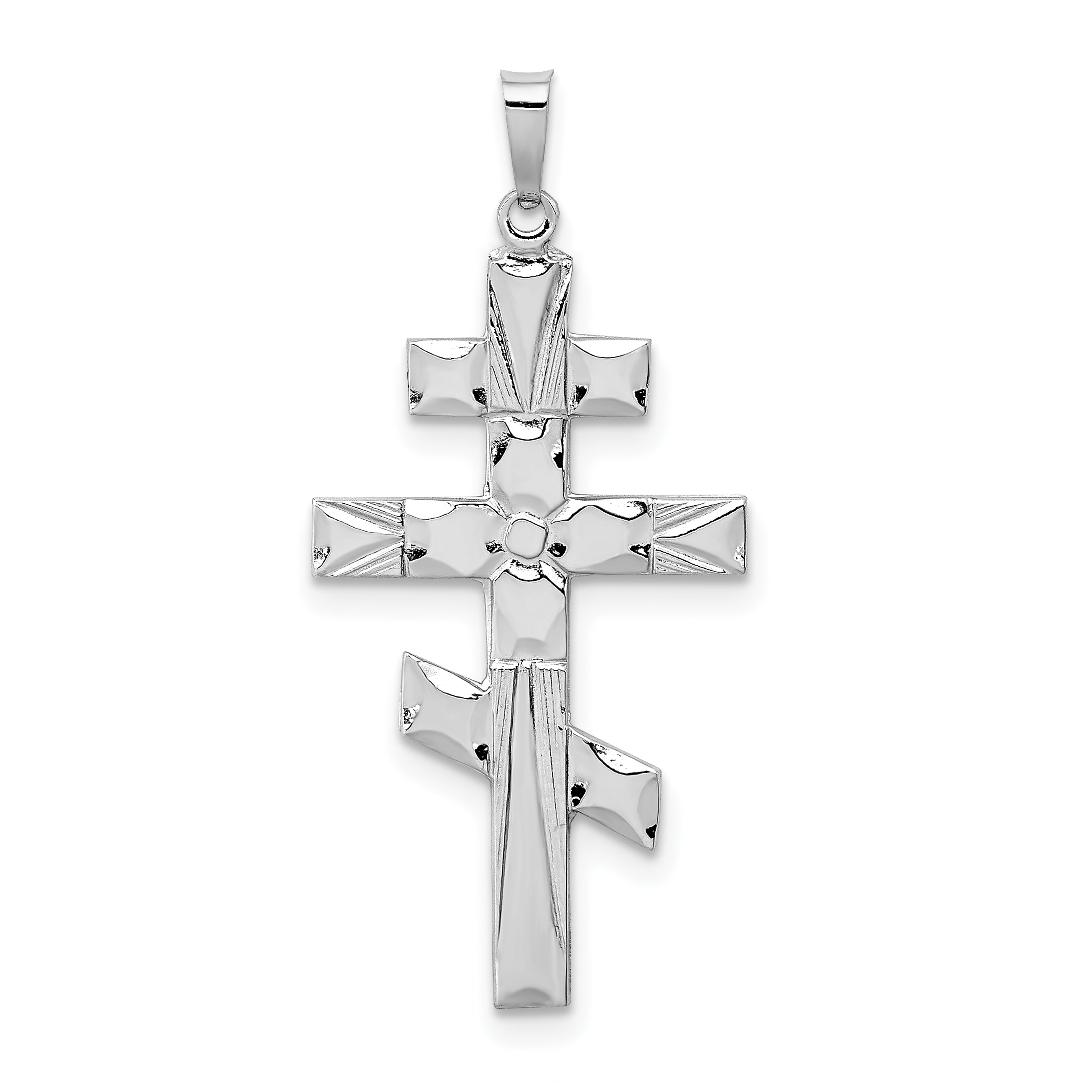 14k White Gold Eastern Orthodox Cross Pendant Main image