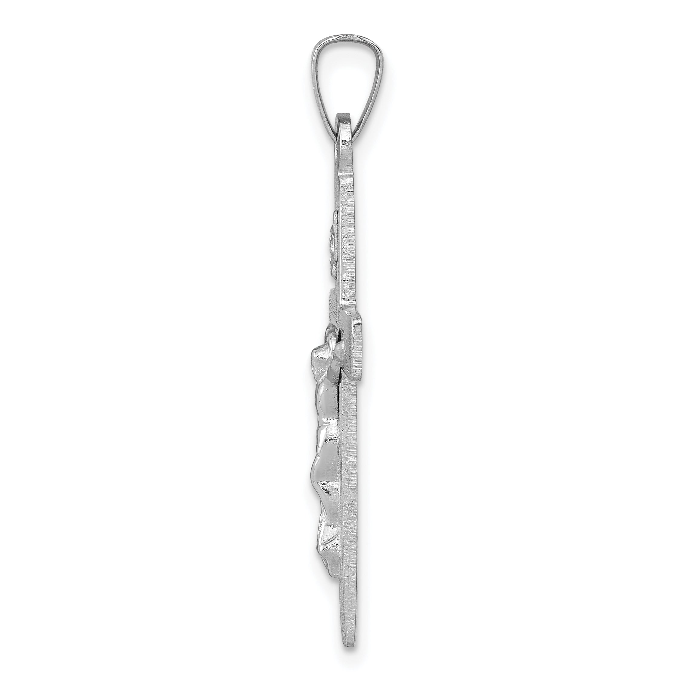 14K White Gold INRI Crucifix Charm