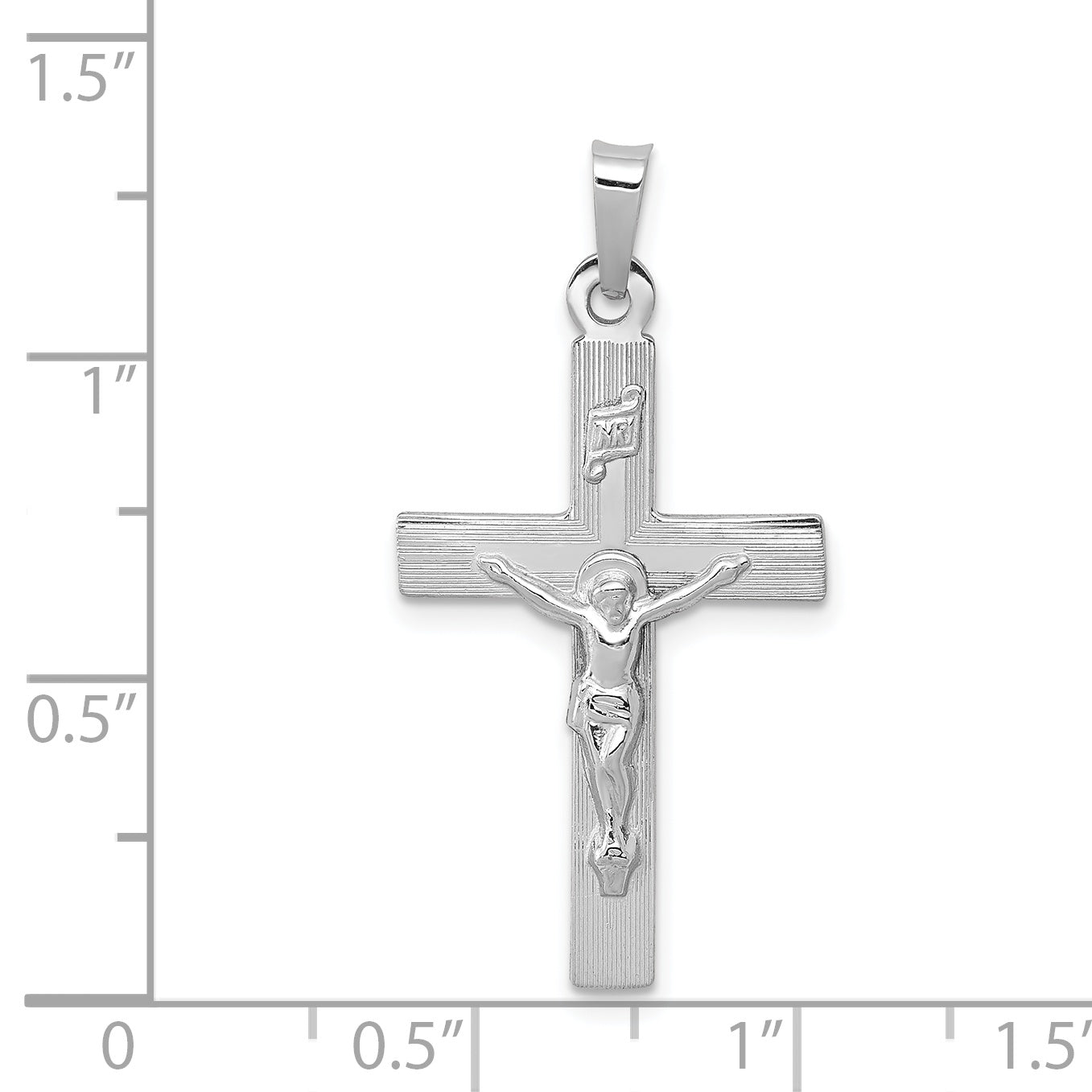 14K White Gold INRI Crucifix Charm